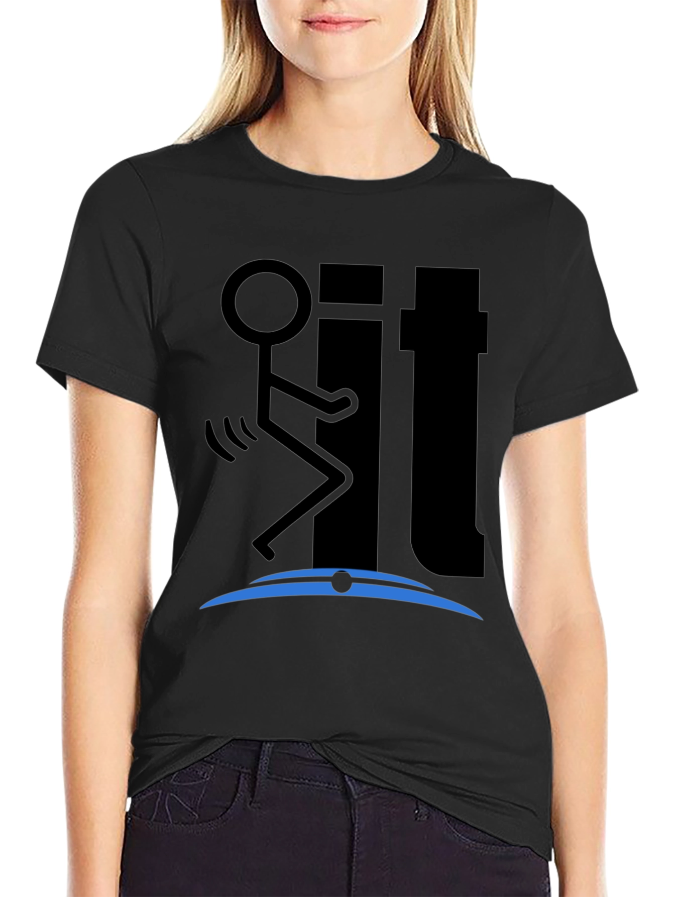 Funny Stick Figure F**k It T-Shirt - Black
