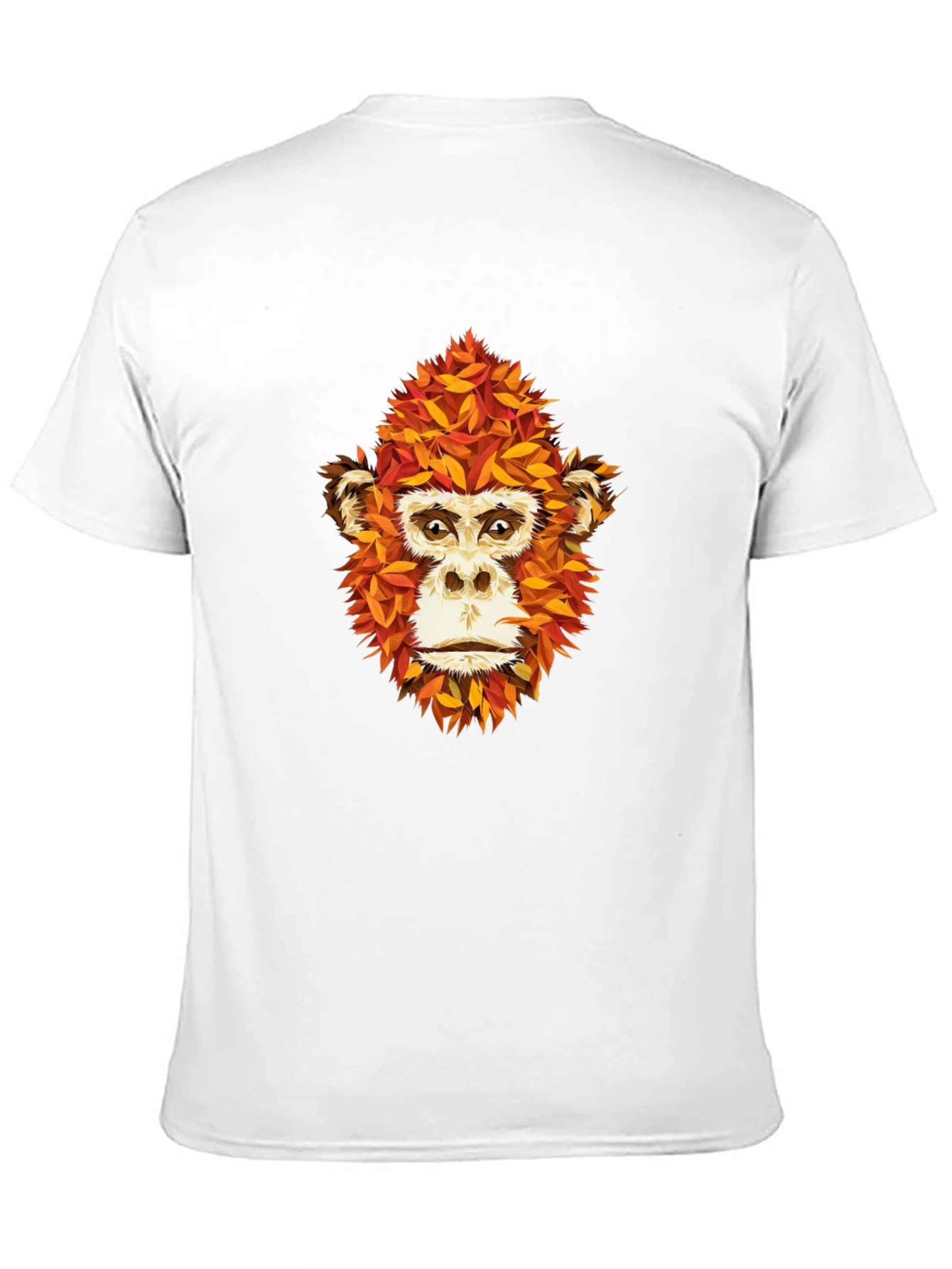 Unique Monkey Face Leaf Design Black T-Shirt