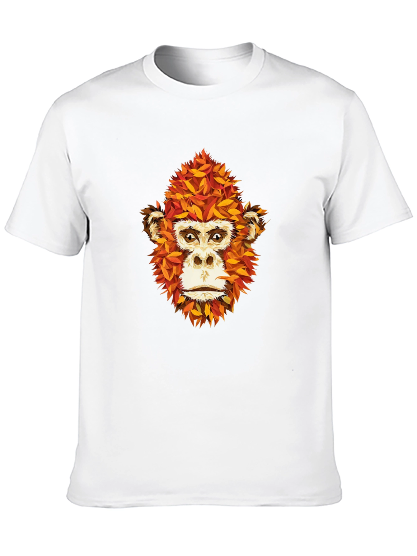 Unique Monkey Face Leaf Design Black T-Shirt