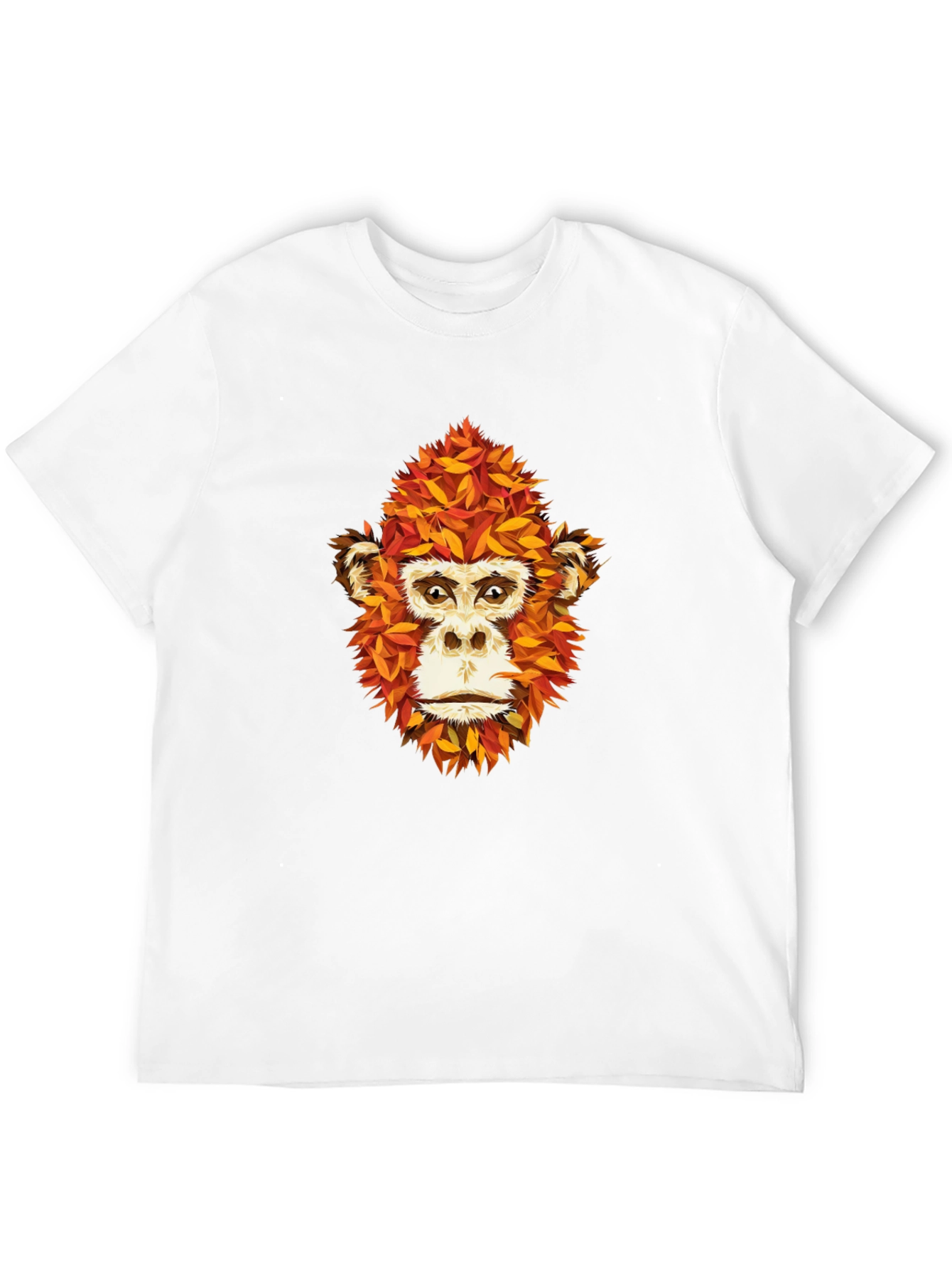 Unique Monkey Face Leaf Design Black T-Shirt