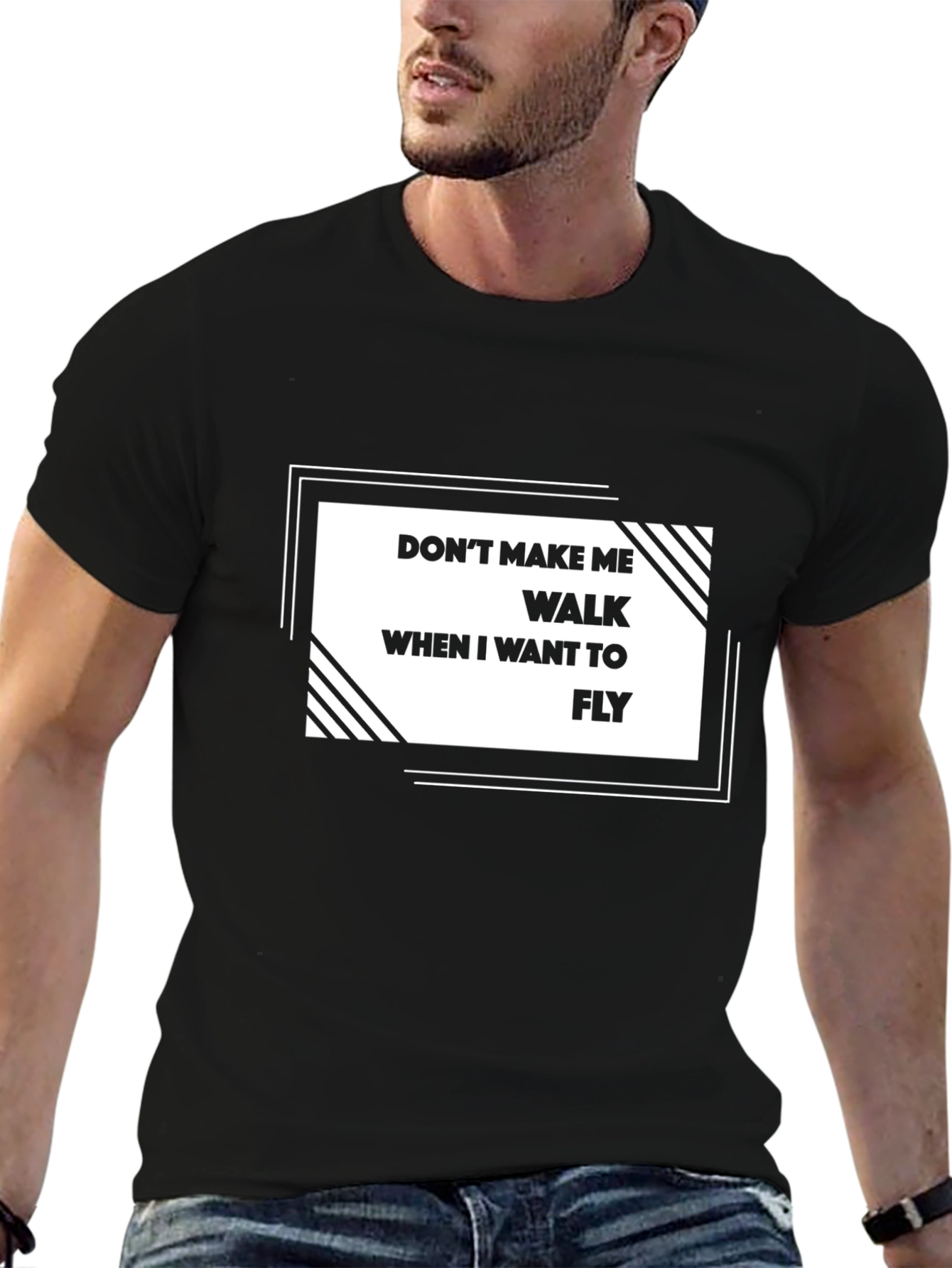 Fly High: Graphic Print Mens Black T-Shirt