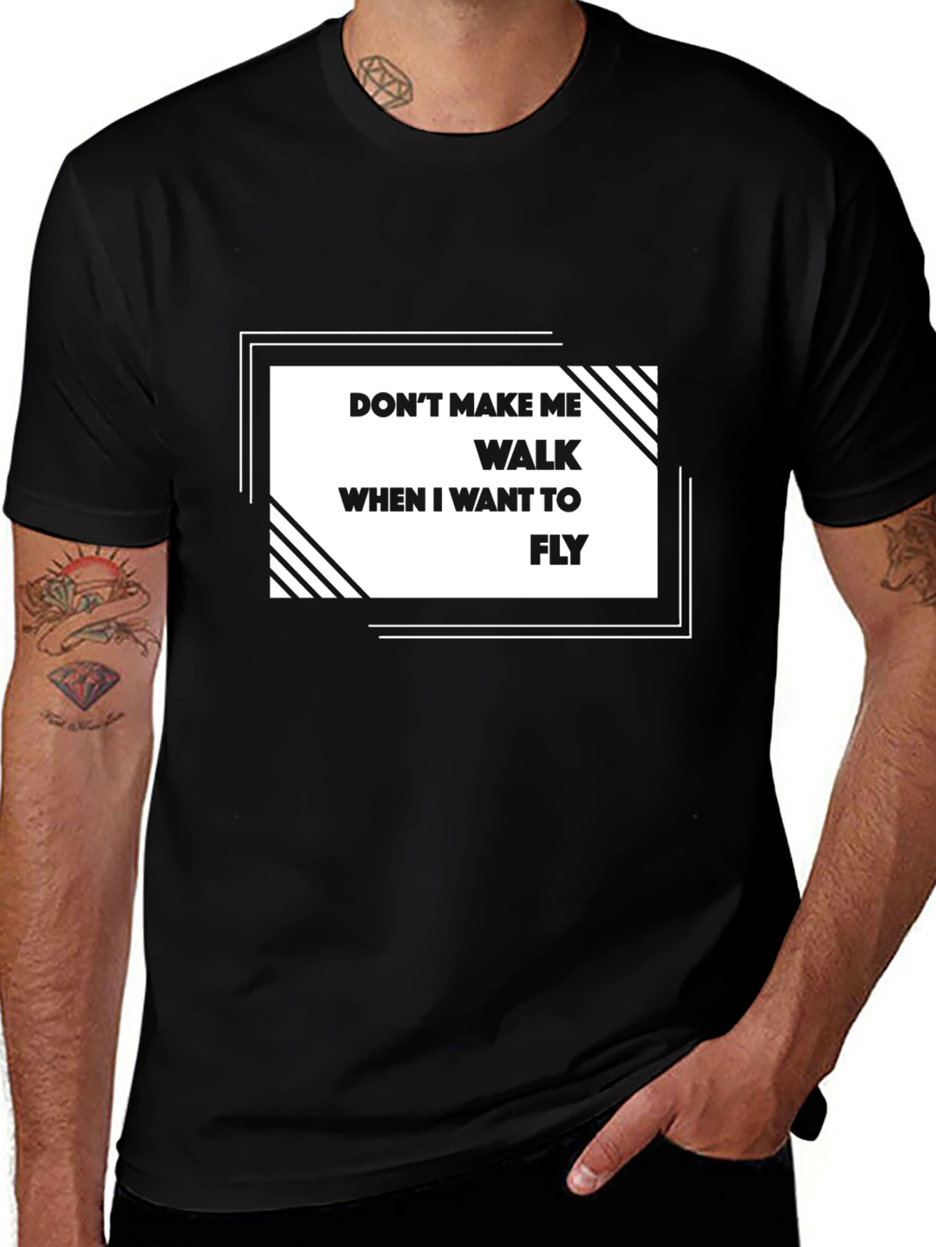 Fly High: Graphic Print Mens Black T-Shirt