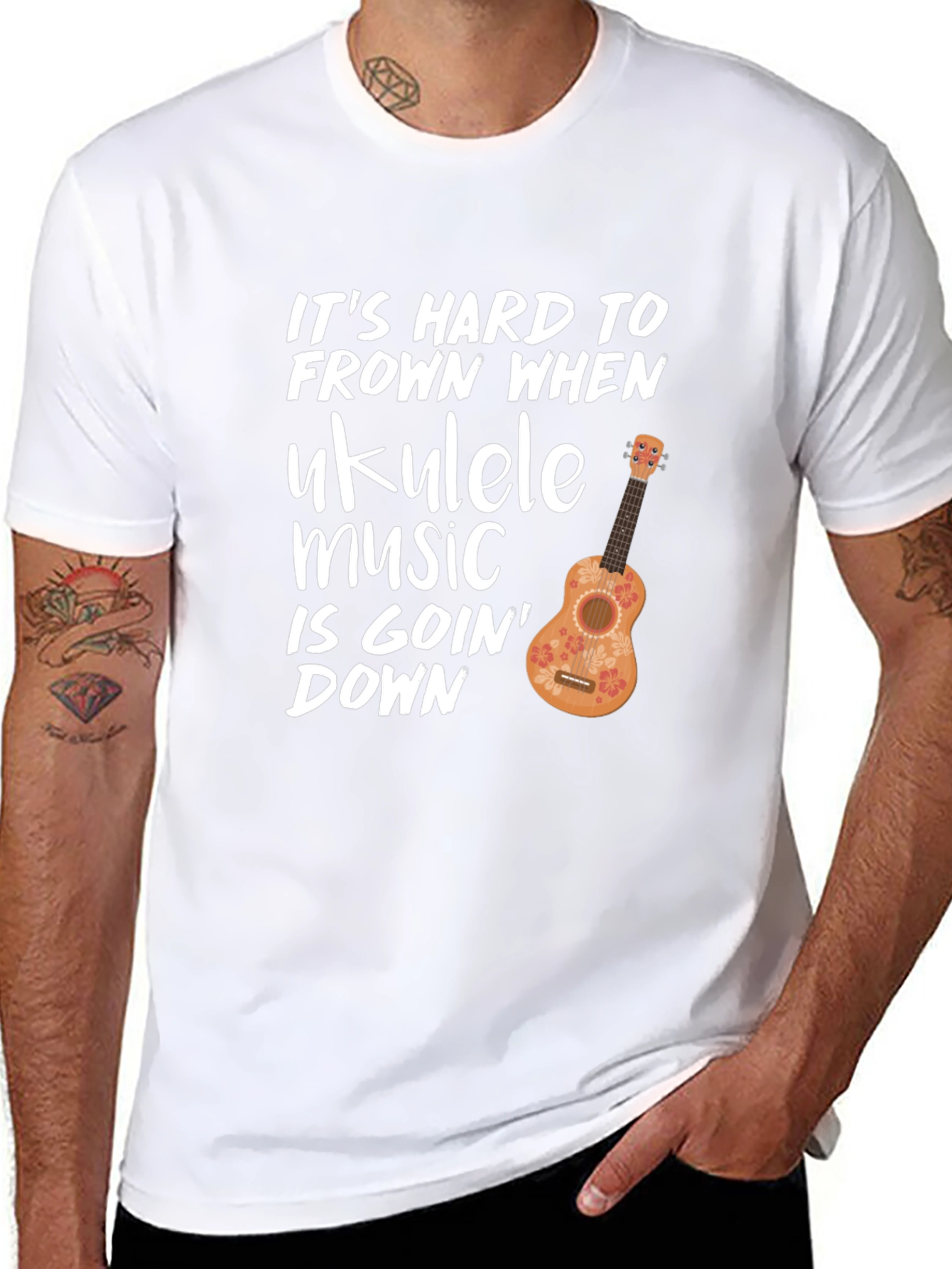 Ukulele Music T-Shirt - Hard to Frown Graphic Tee