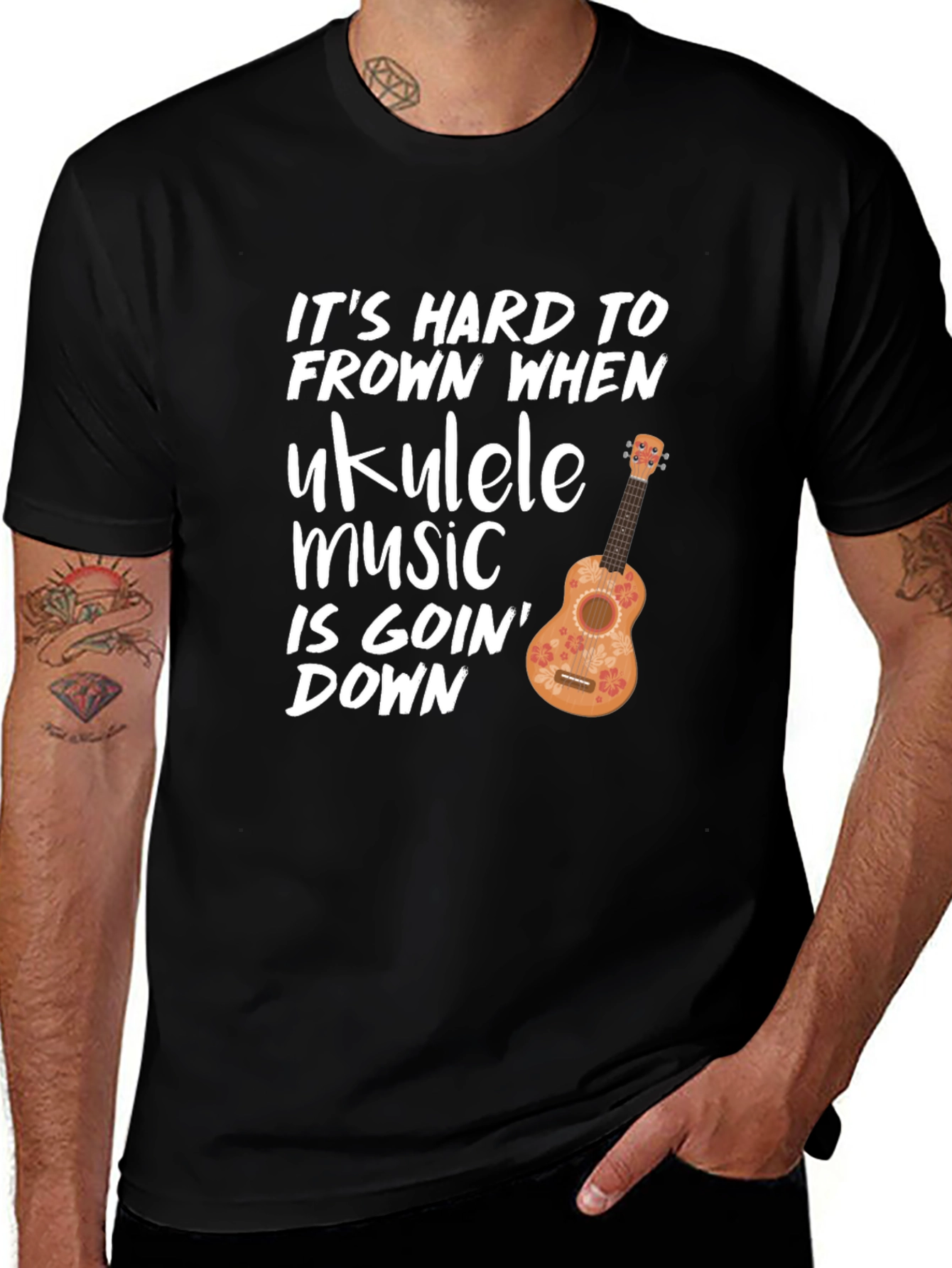 Ukulele Music T-Shirt - Hard to Frown Graphic Tee