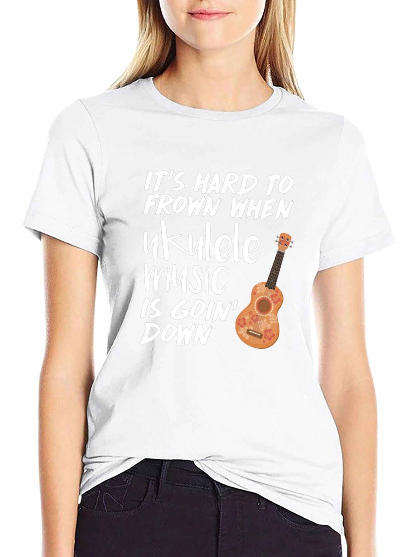 Ukulele Music T-Shirt - Hard to Frown Graphic Tee
