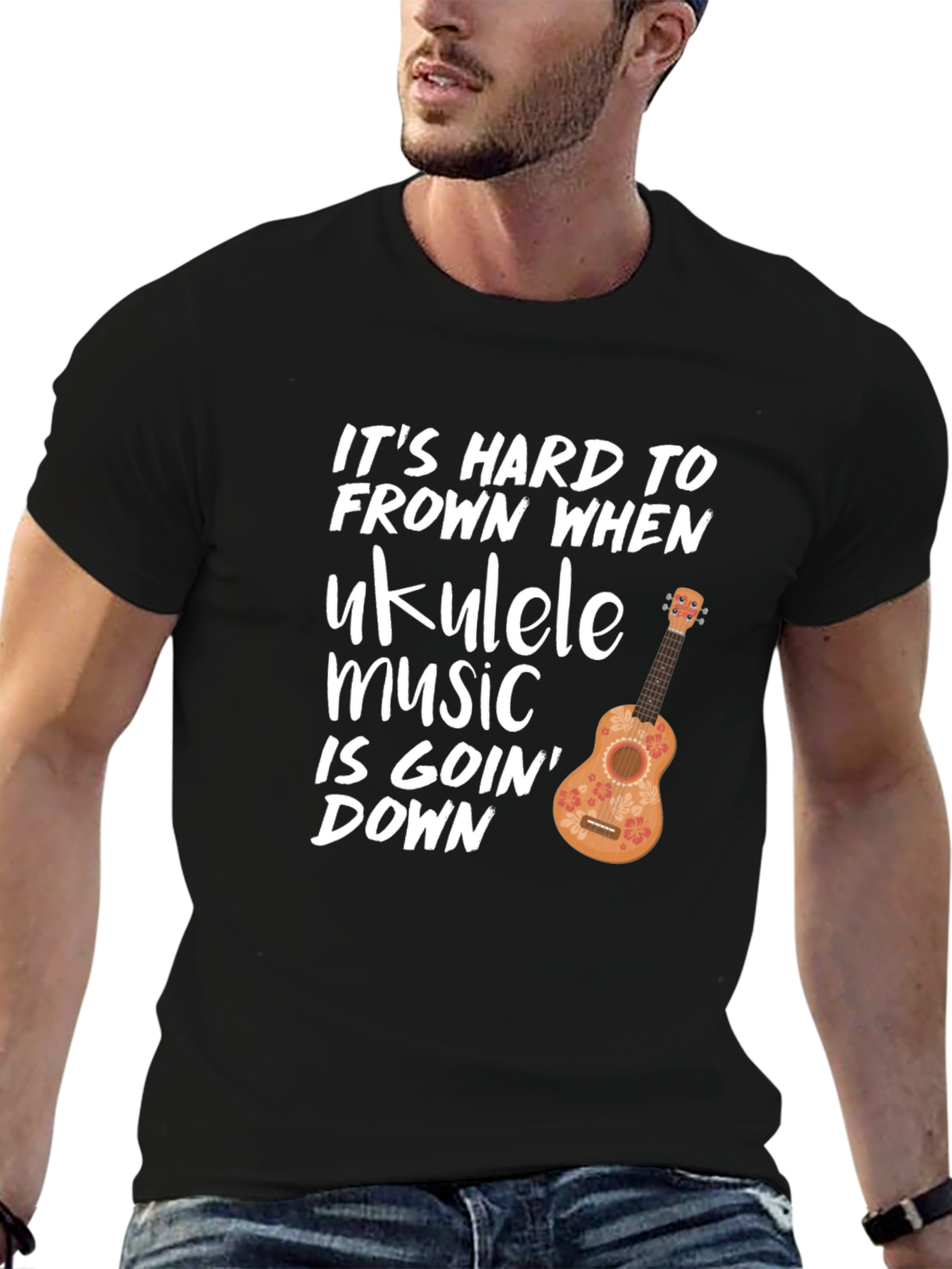 Ukulele Music T-Shirt - Hard to Frown Graphic Tee