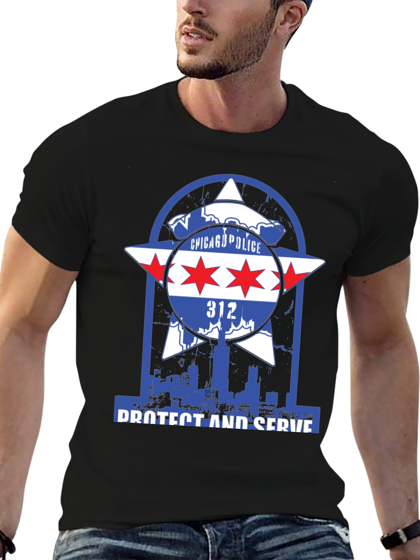 Chicago Police Protect and Serve Graphic T-Shirt
