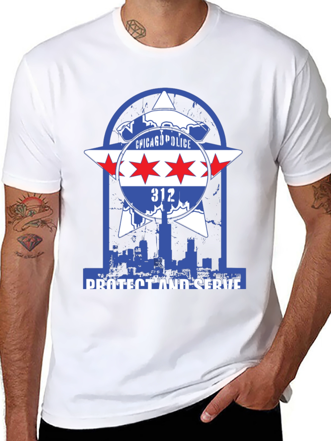 Chicago Police Protect and Serve Graphic T-Shirt