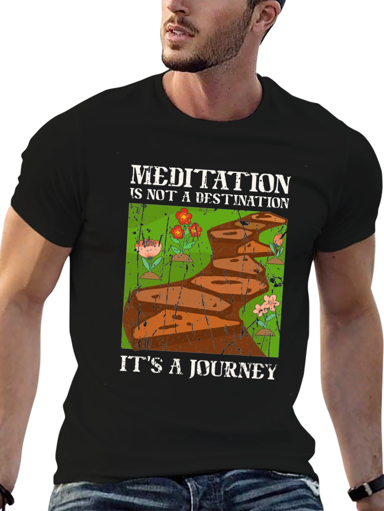 Meditation Journey Graphic Tee - Unisex Black T-Shirt