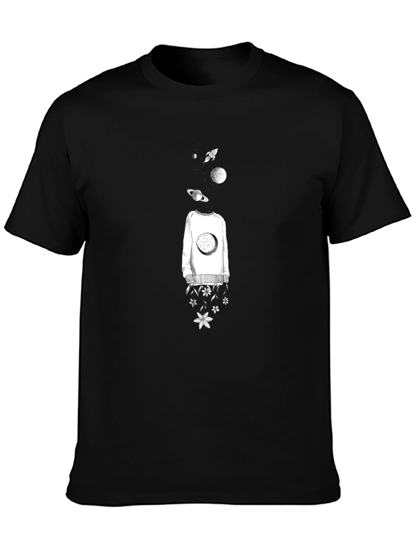 Cosmic Dreamer Graphic T-Shirt - Black