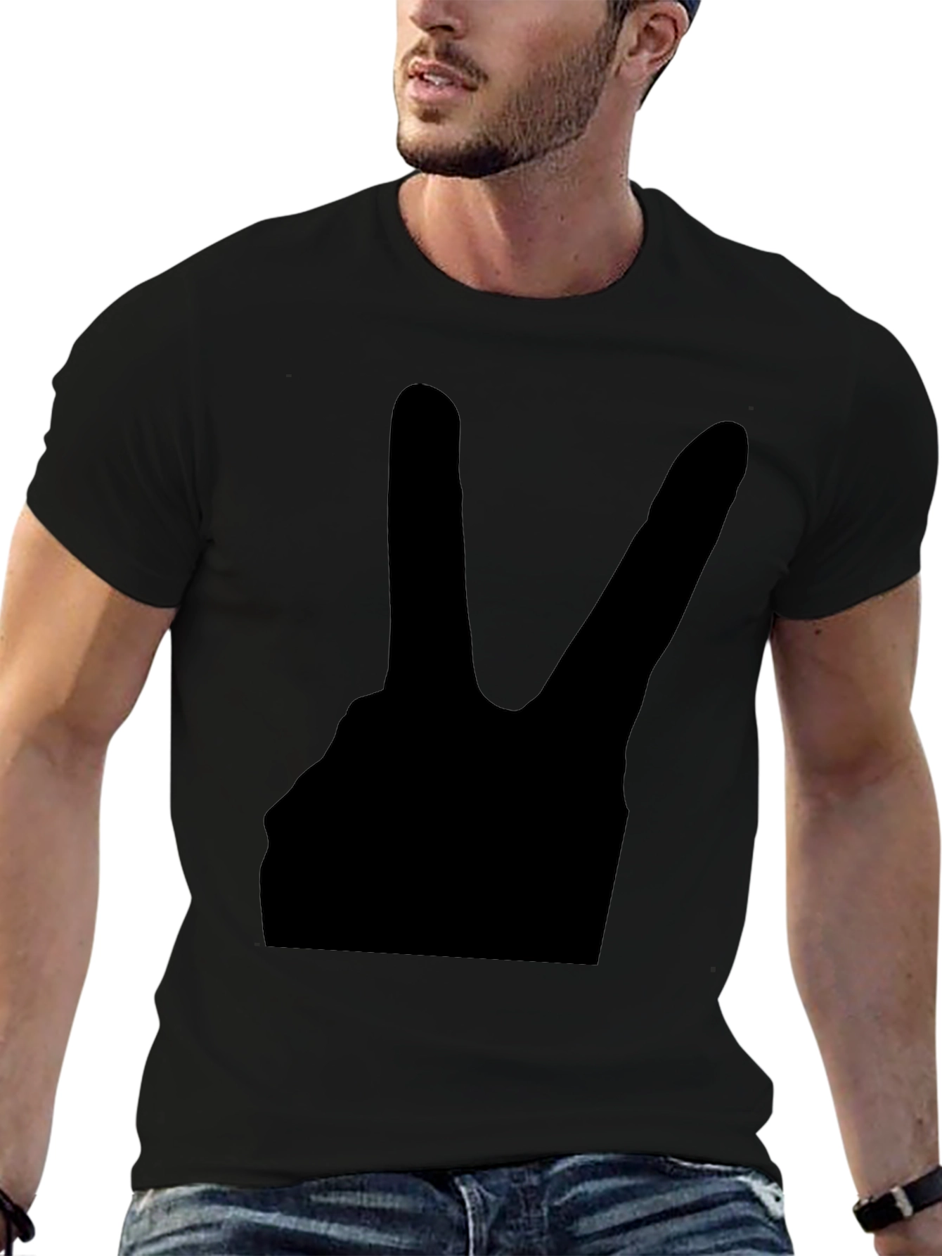 Peace Sign Graphic Black T-Shirt - Relaxed Fit