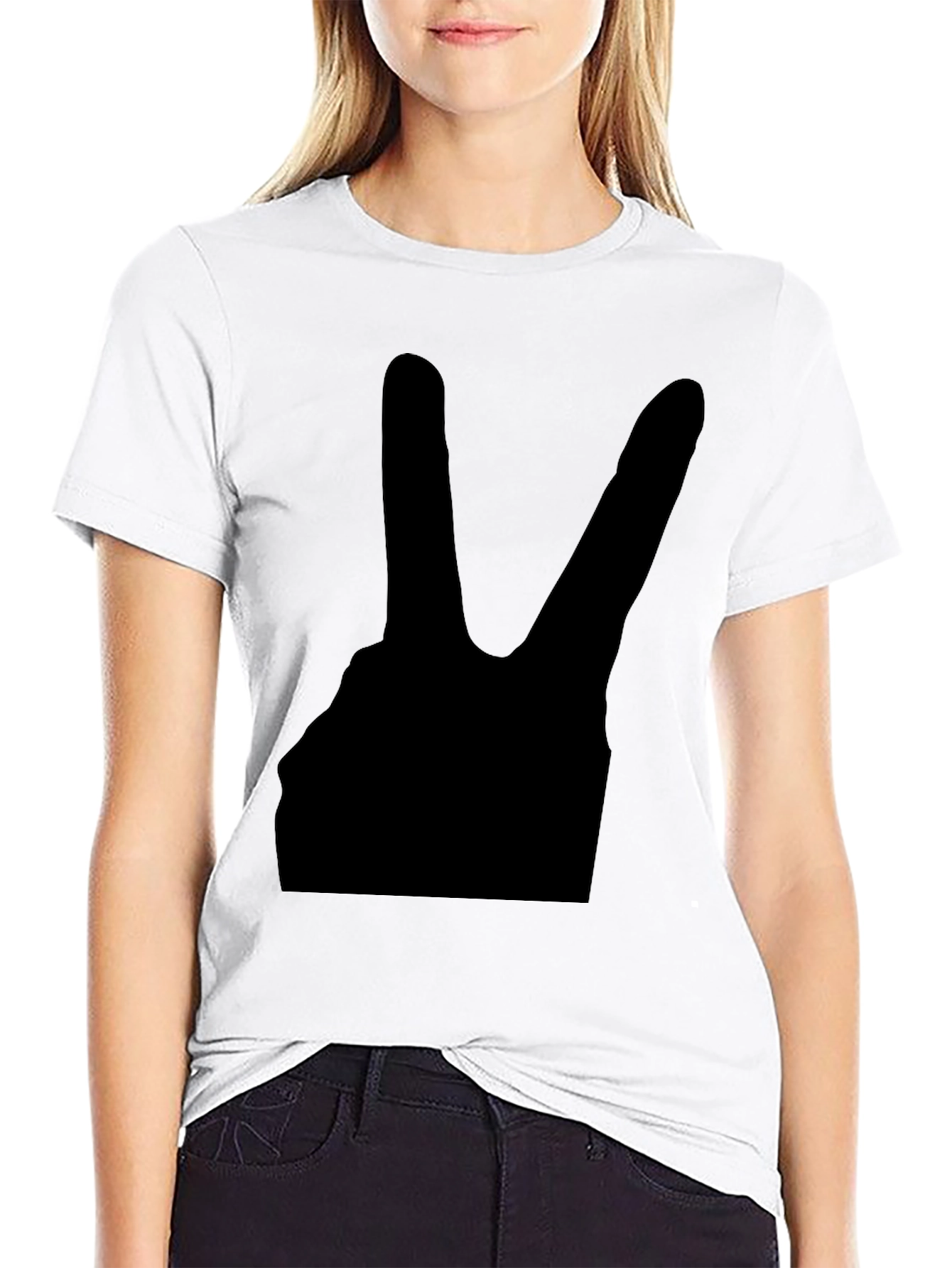 Peace Sign Graphic Black T-Shirt - Relaxed Fit
