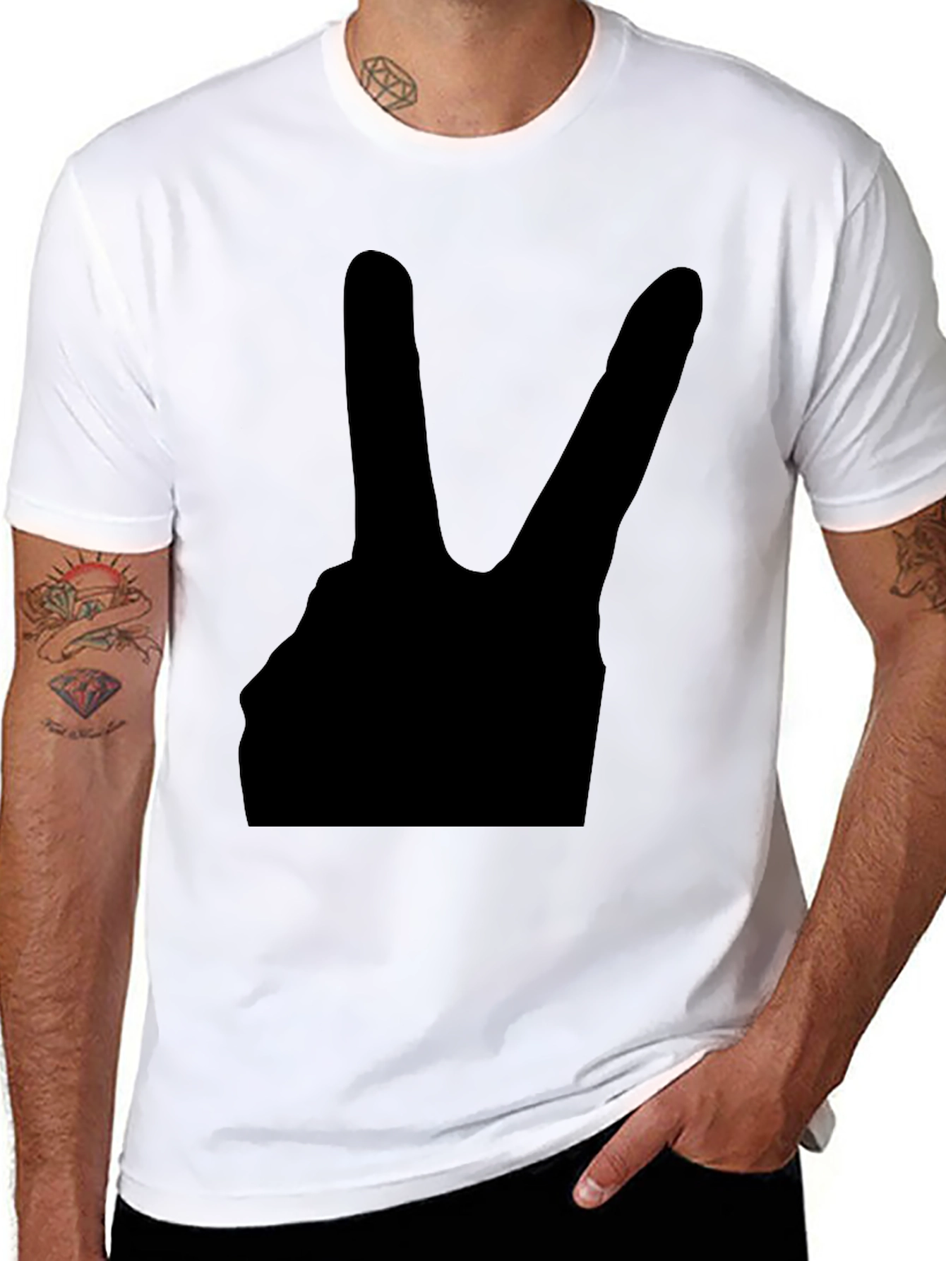 Peace Sign Graphic Black T-Shirt - Relaxed Fit