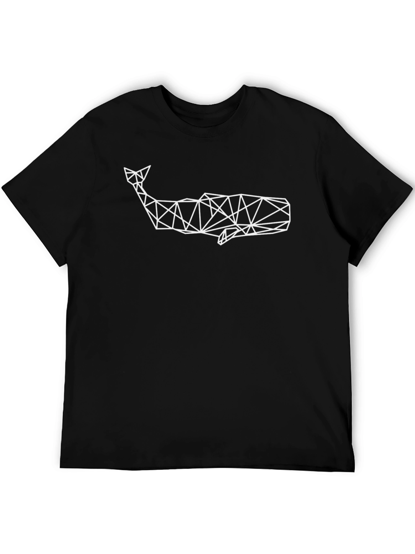 Geometric Whale Graphic Tee - Modern Black T-Shirt