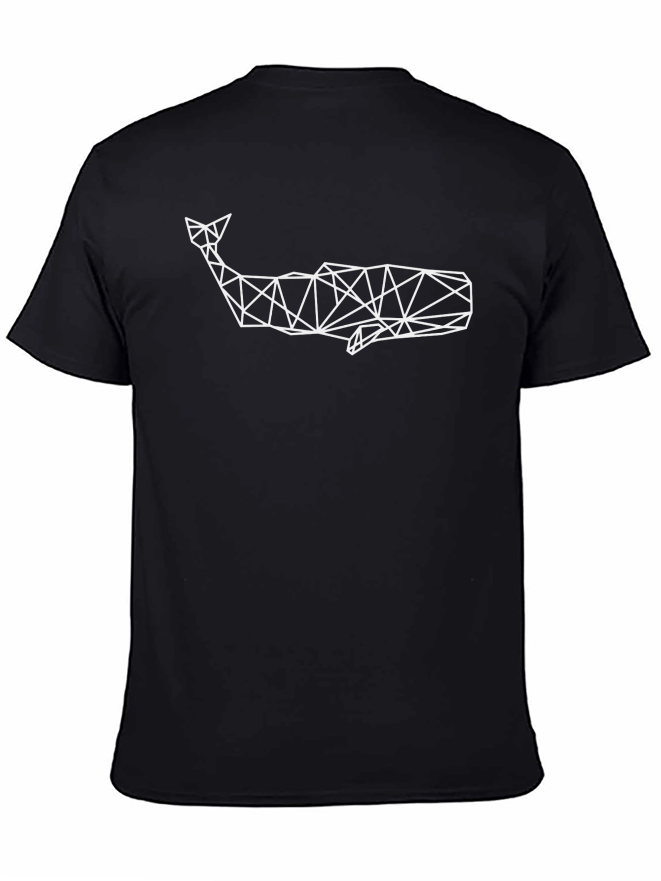 Geometric Whale Graphic Tee - Modern Black T-Shirt