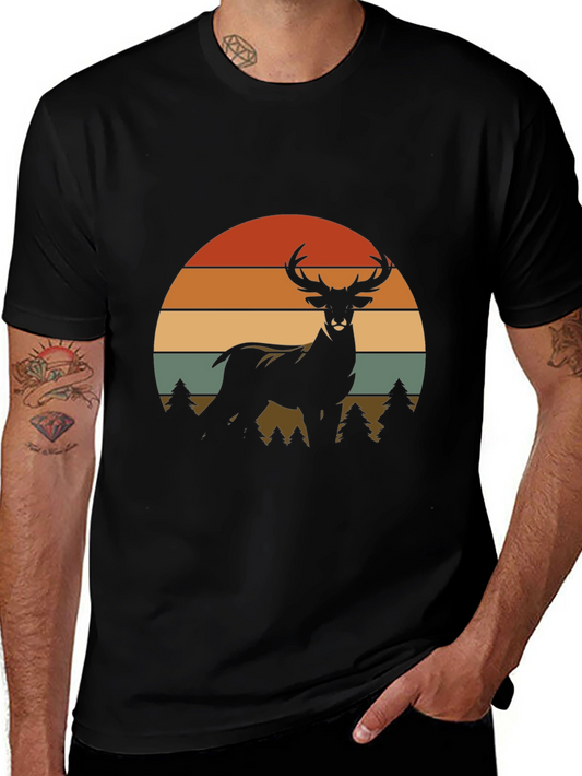 Vintage Deer Sunset Graphic T-Shirt