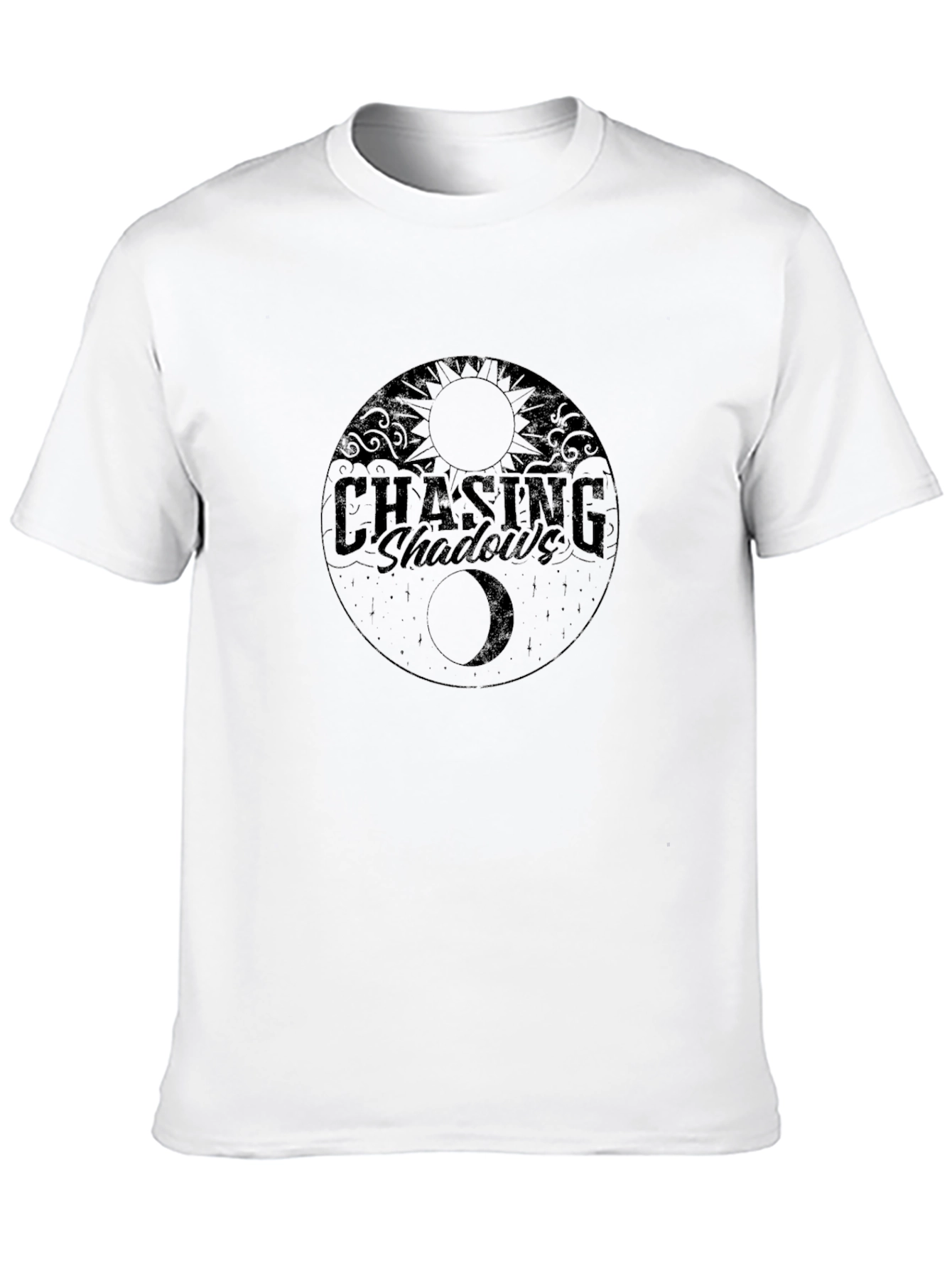 Chasing Shadows Graphic Tee - Stylish Black T-Shirt