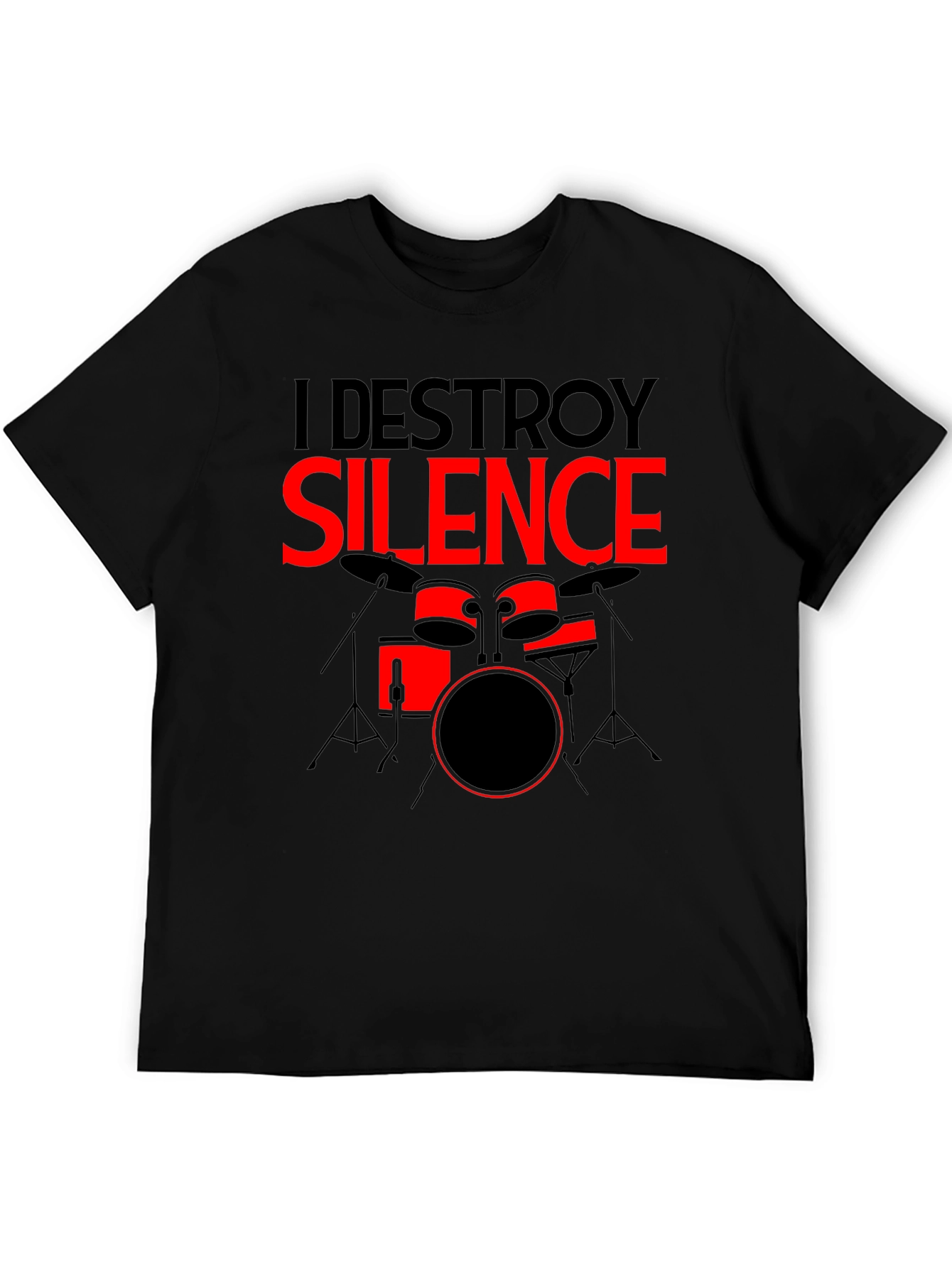 I Destroy Silence Drummer Graphic Tee - Black