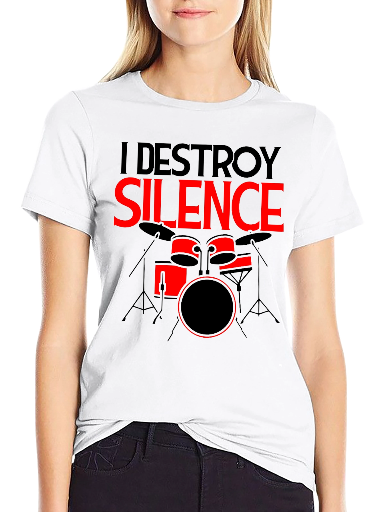 I Destroy Silence Drummer Graphic Tee - Black
