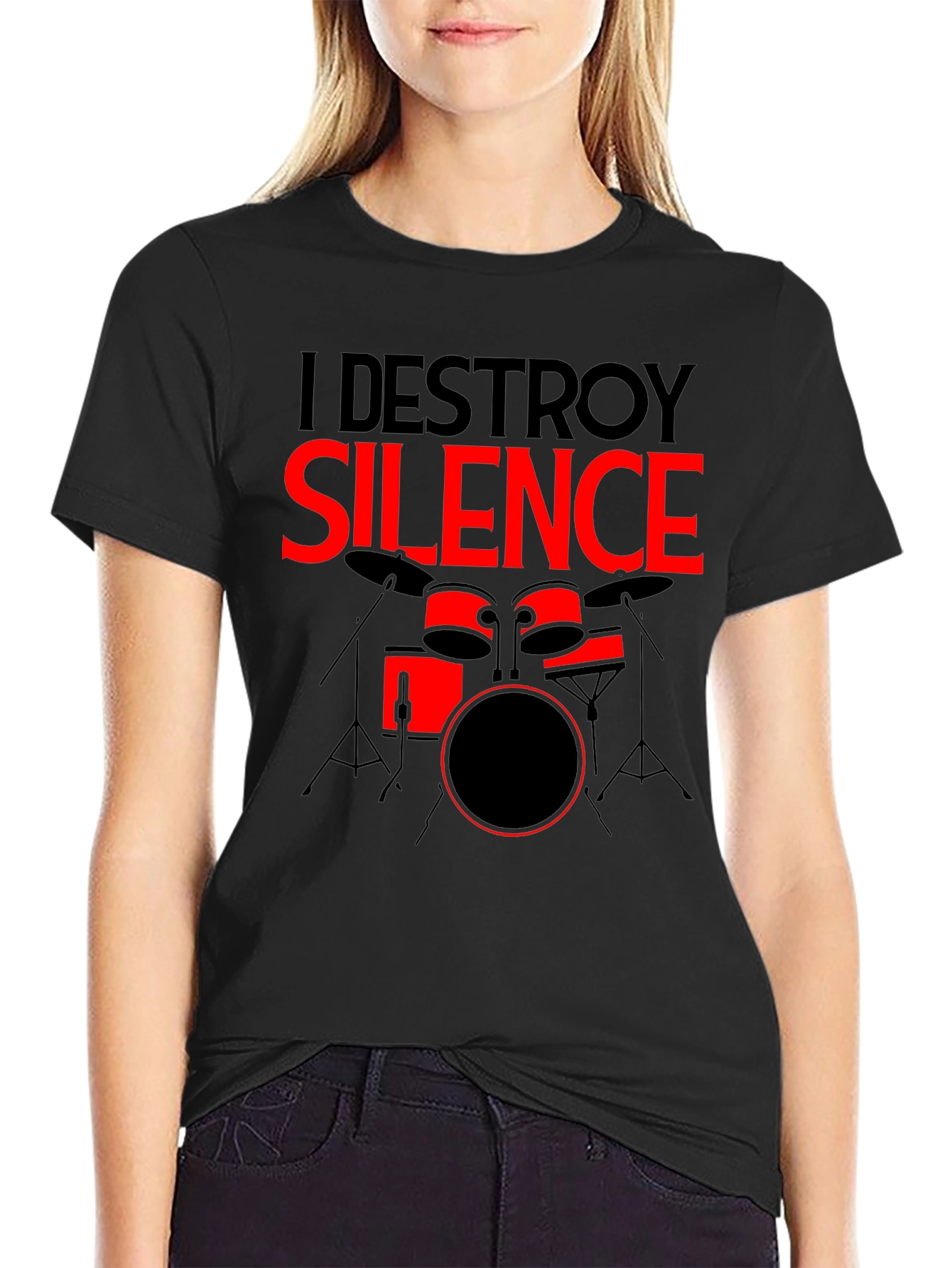I Destroy Silence Drummer Graphic Tee - Black