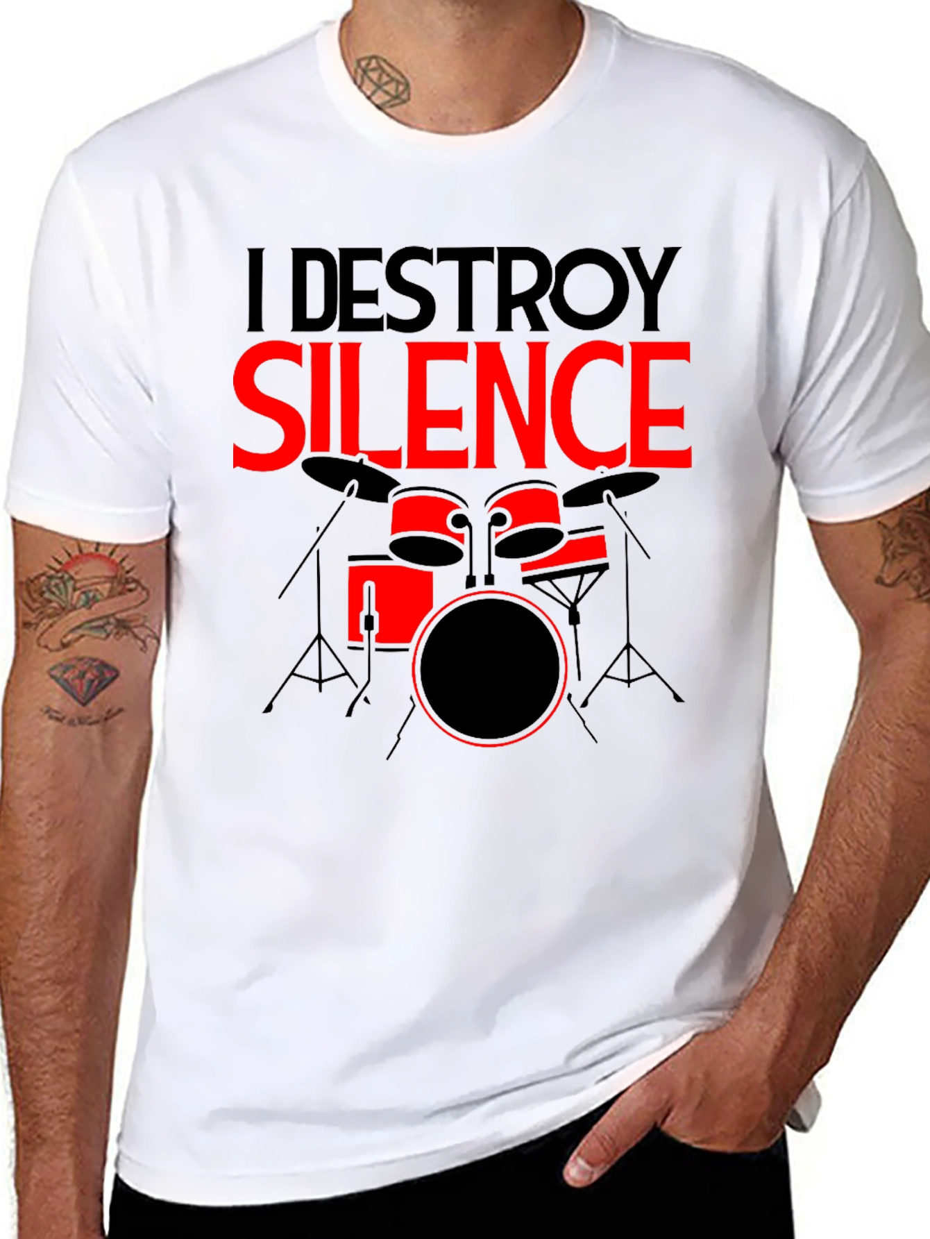 I Destroy Silence Drummer Graphic Tee - Black