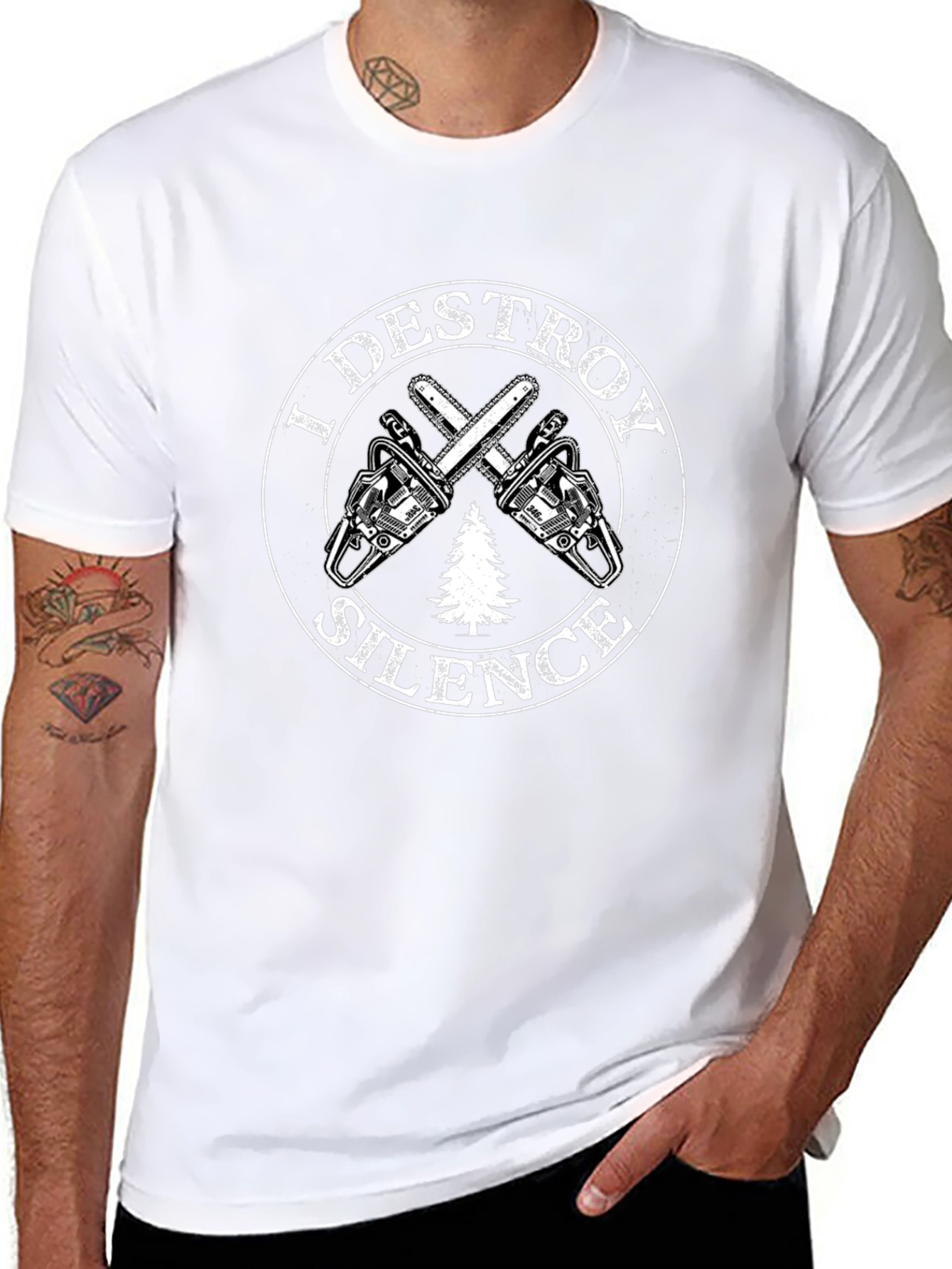 I Destroy Silence Chainsaw Graphic Tee - Black