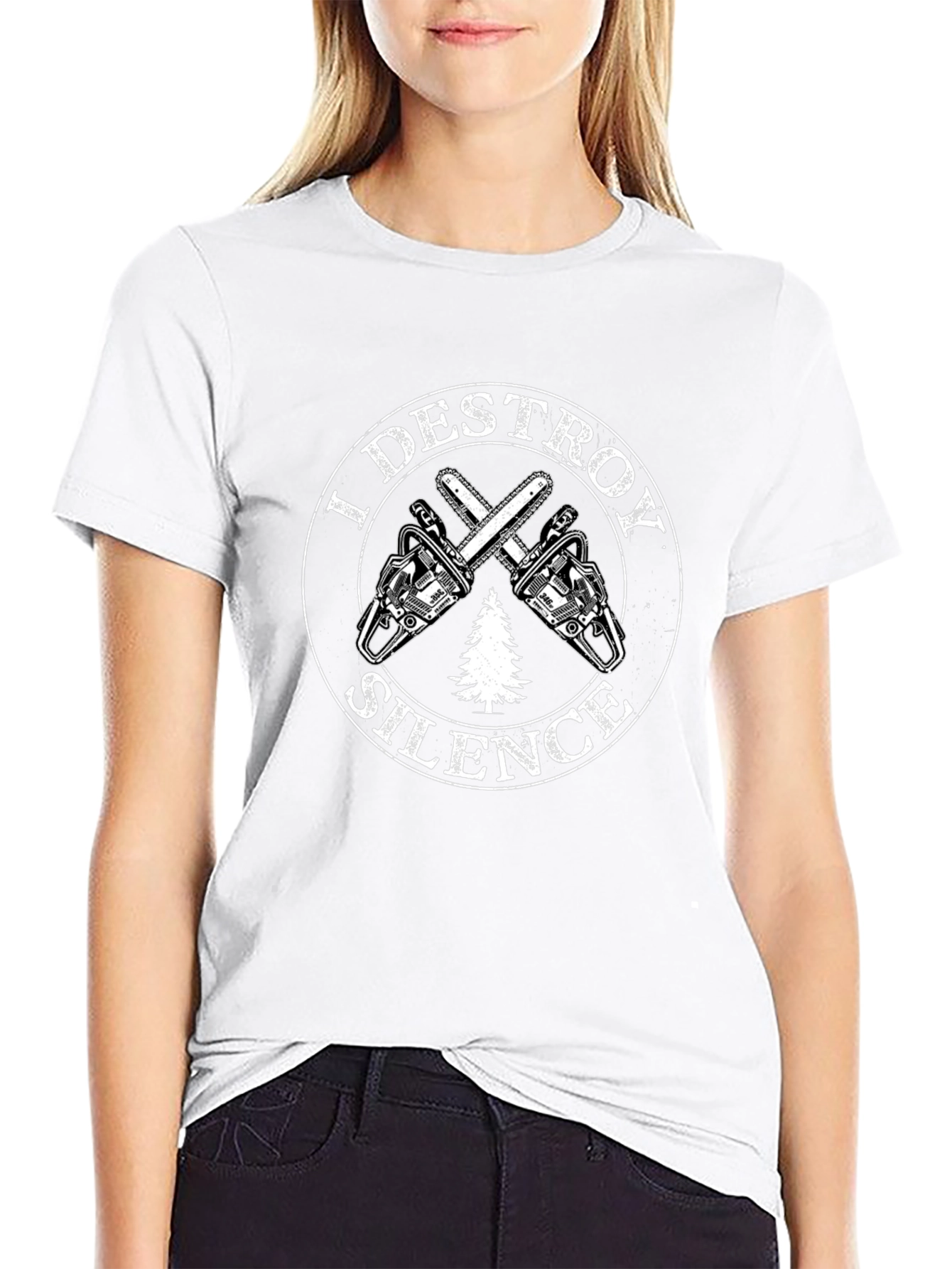 I Destroy Silence Chainsaw Graphic Tee - Black
