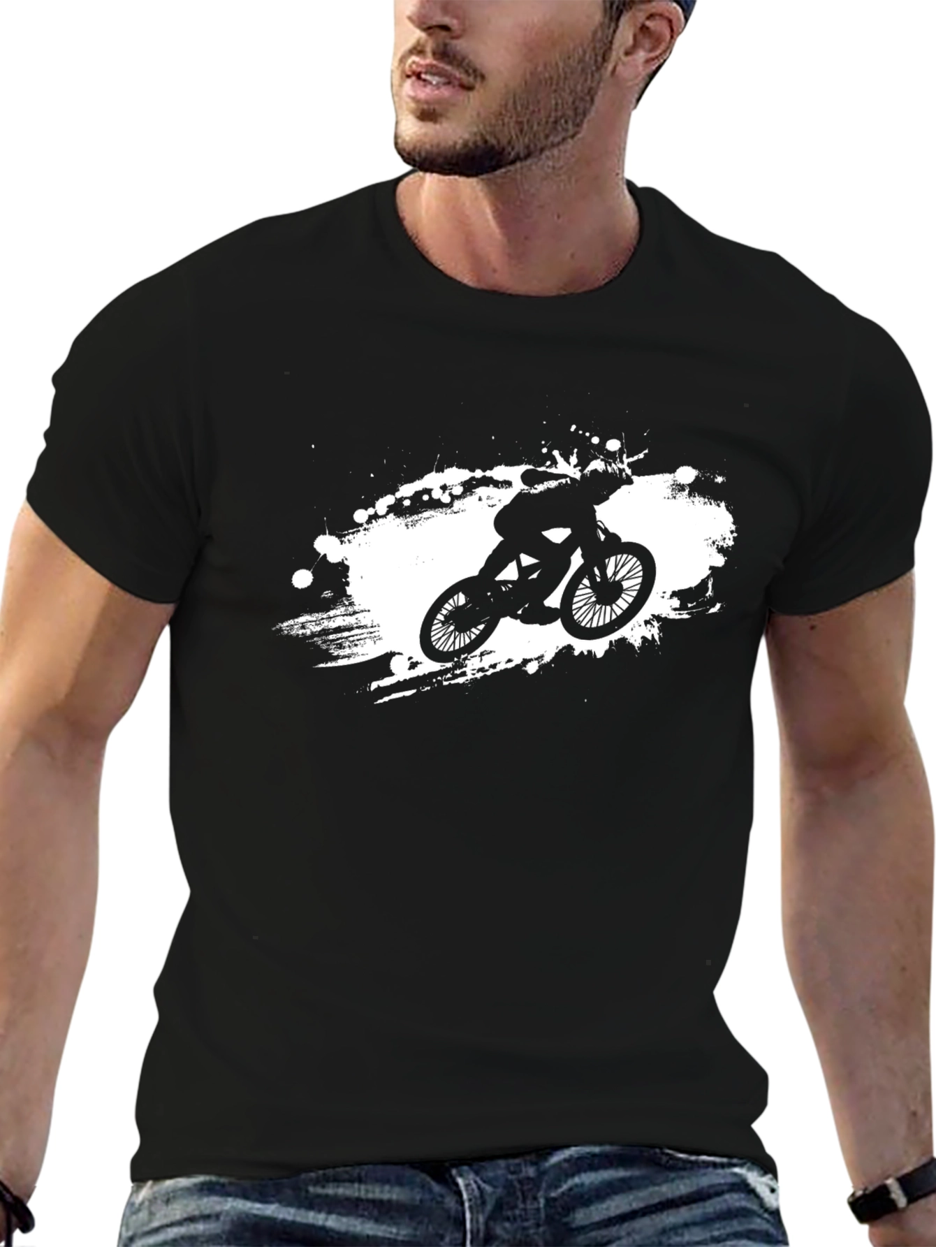 Cool Biker Graphic Tee - Black Cotton T-Shirt