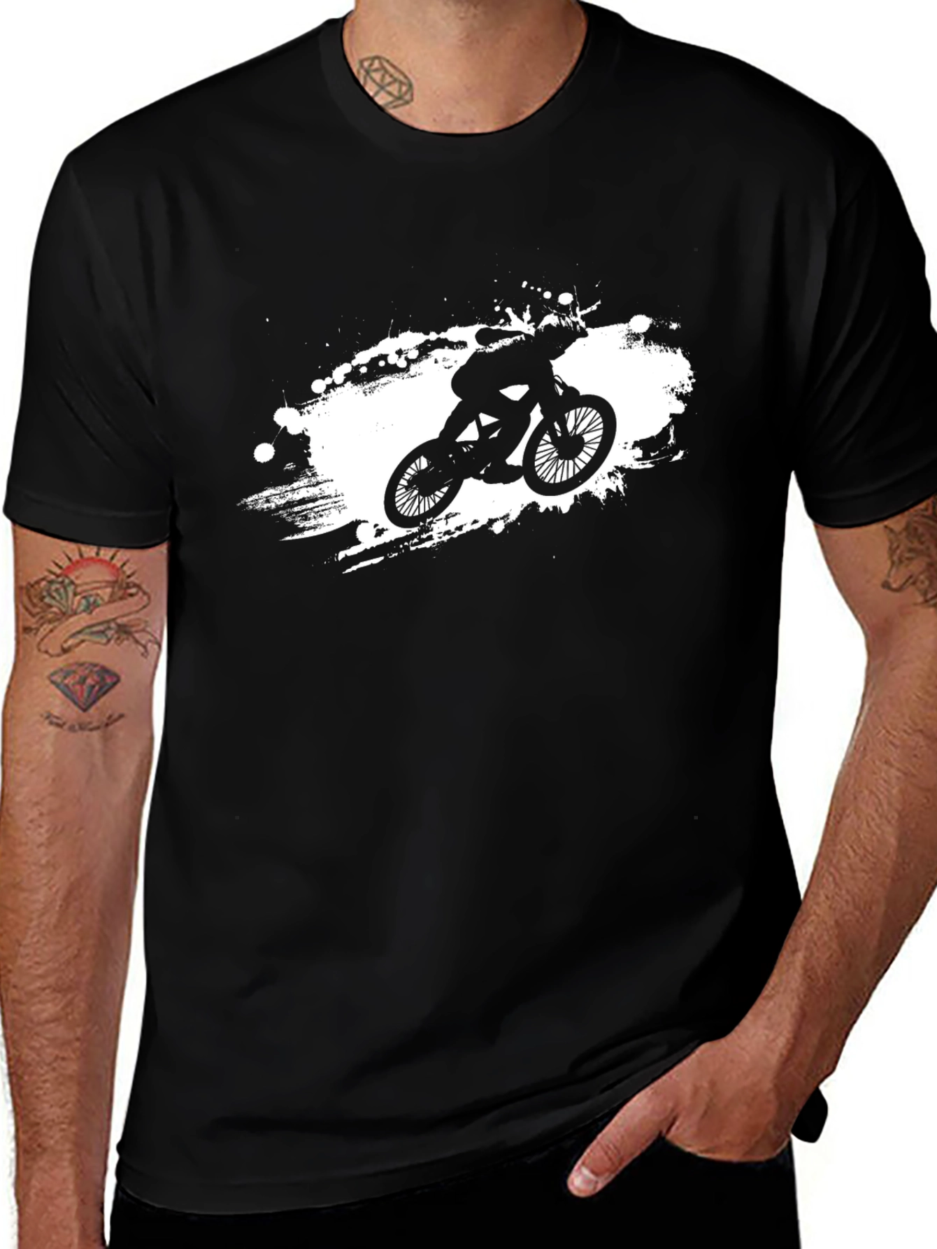 Cool Biker Graphic Tee - Black Cotton T-Shirt