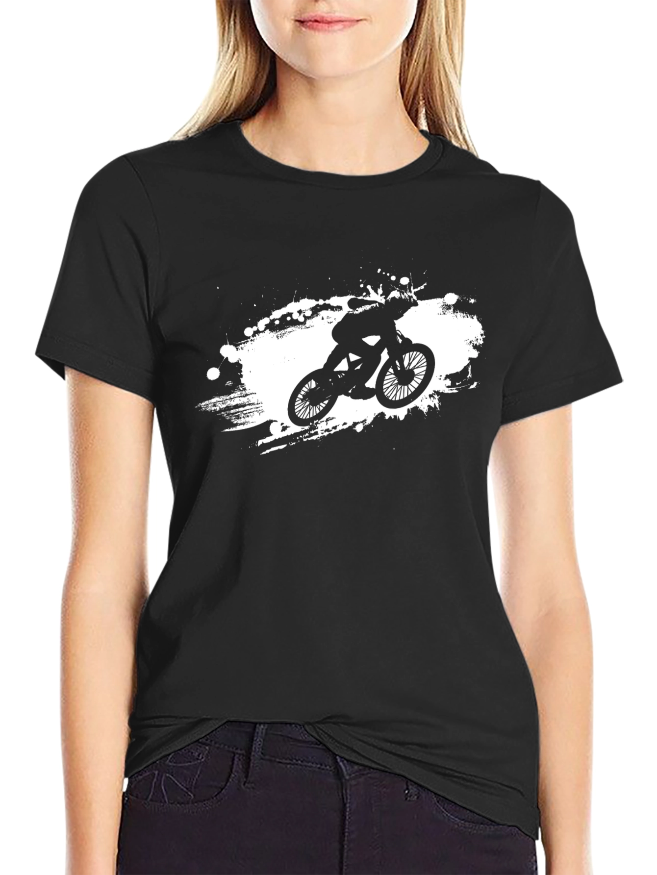 Cool Biker Graphic Tee - Black Cotton T-Shirt