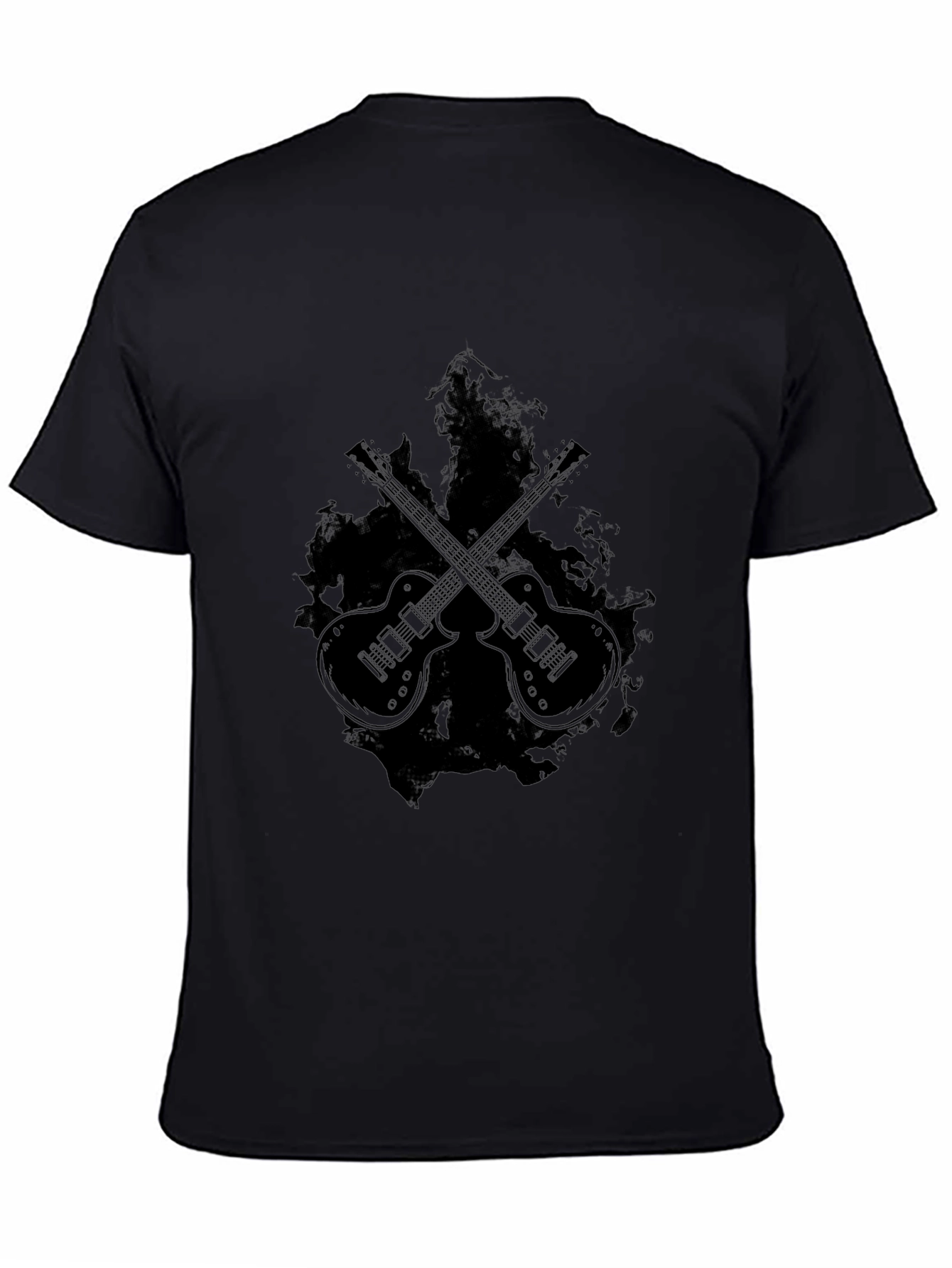 Black Guitar Graphic Tee - Rocker Style