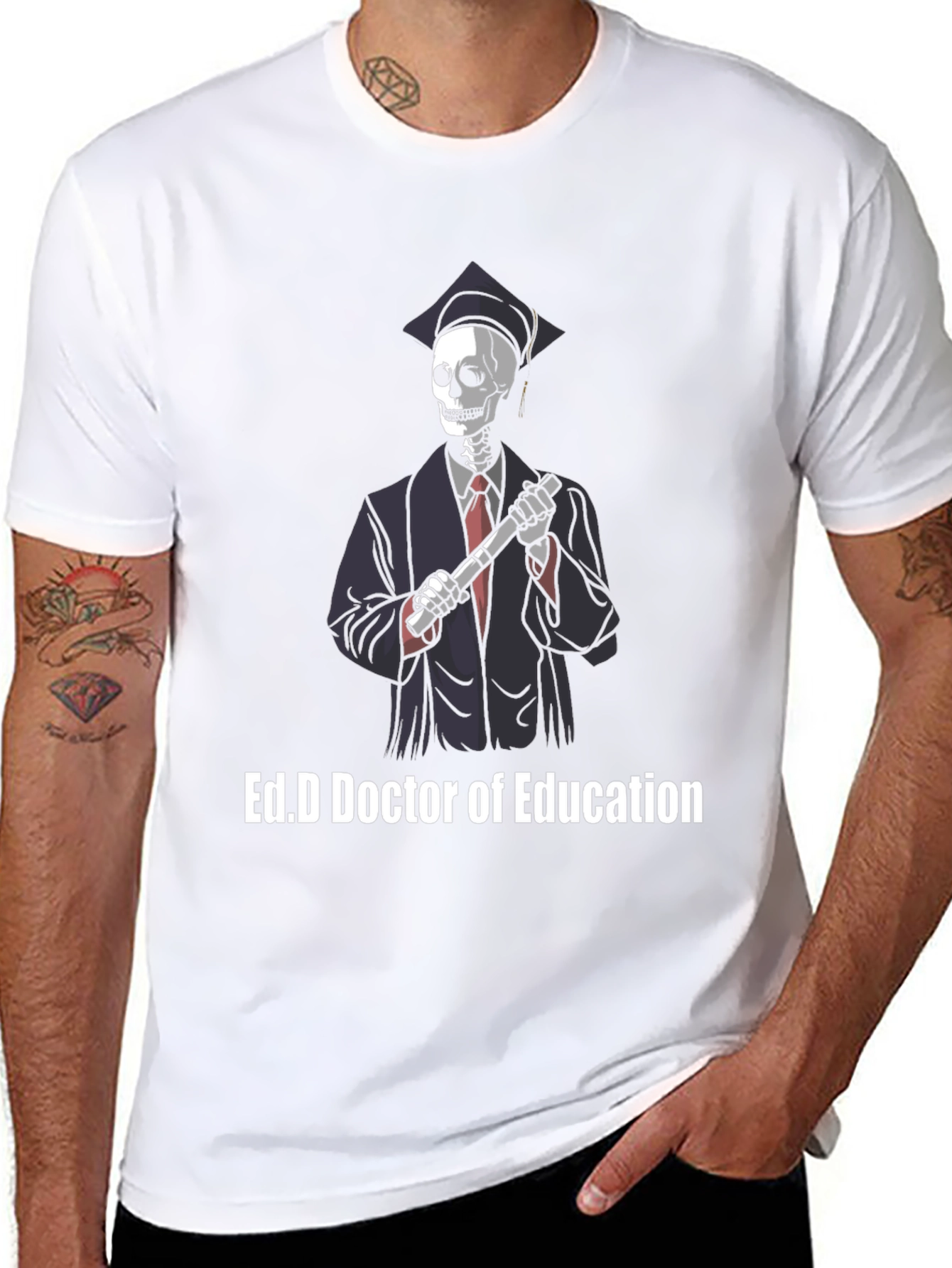 Ed.D Doctor of Education Skeleton Graphic T-Shirt