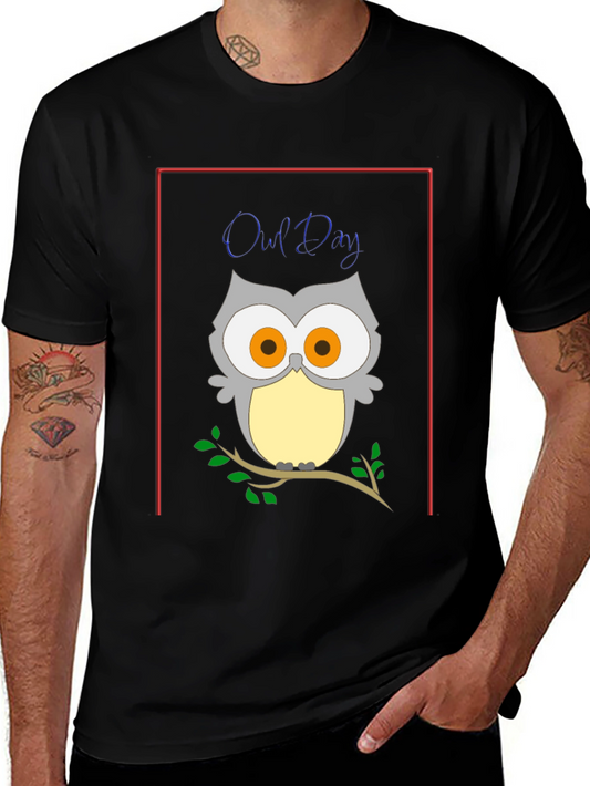 Owl Day T-Shirt: Unique Cartoon Design
