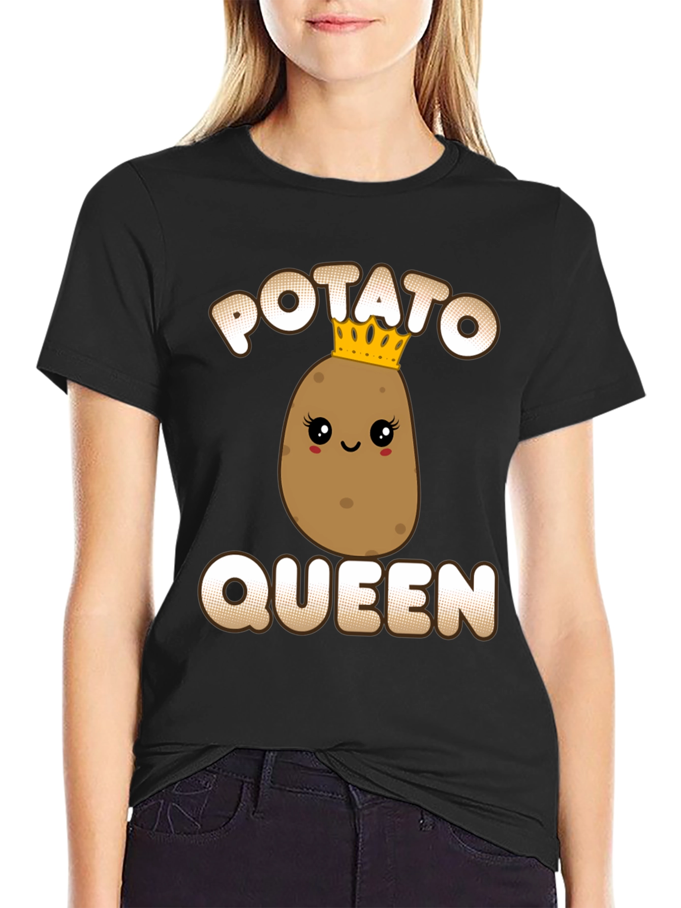 Potato Queen Graphic T-Shirt - Funny Cute Design