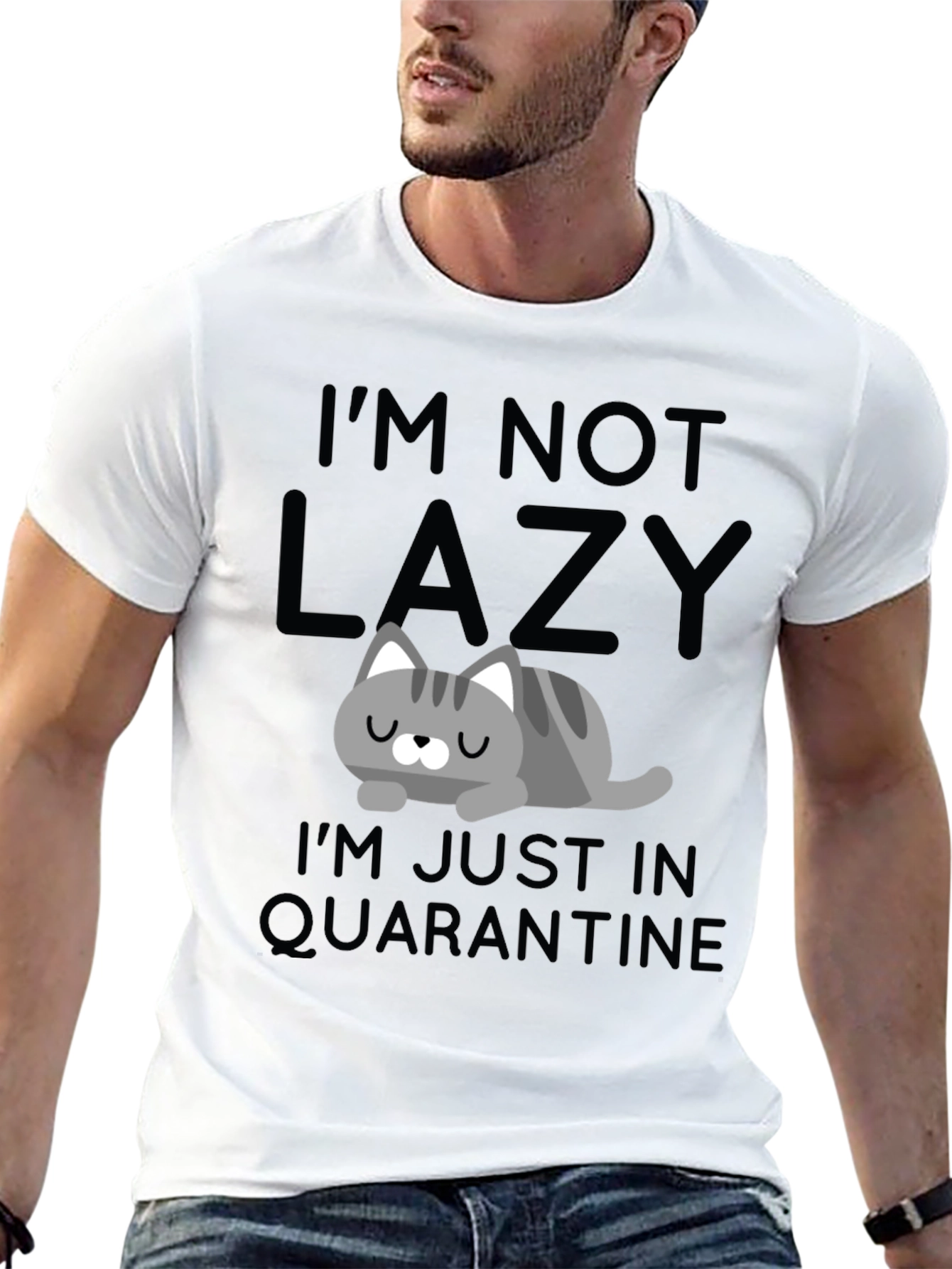 Quarantine Cat T-Shirt - Im Not Lazy Graphic Tee