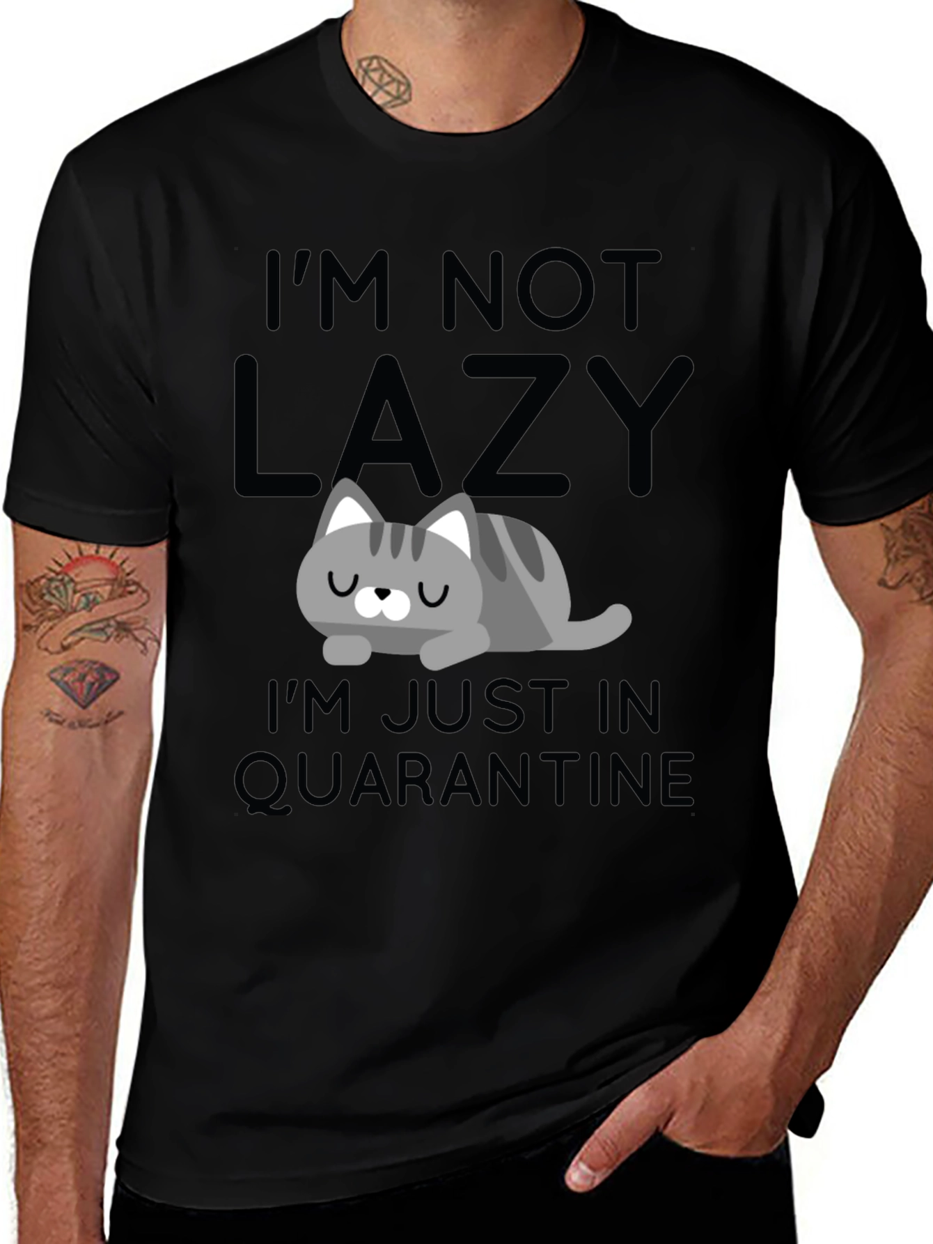Quarantine Cat T-Shirt - Im Not Lazy Graphic Tee