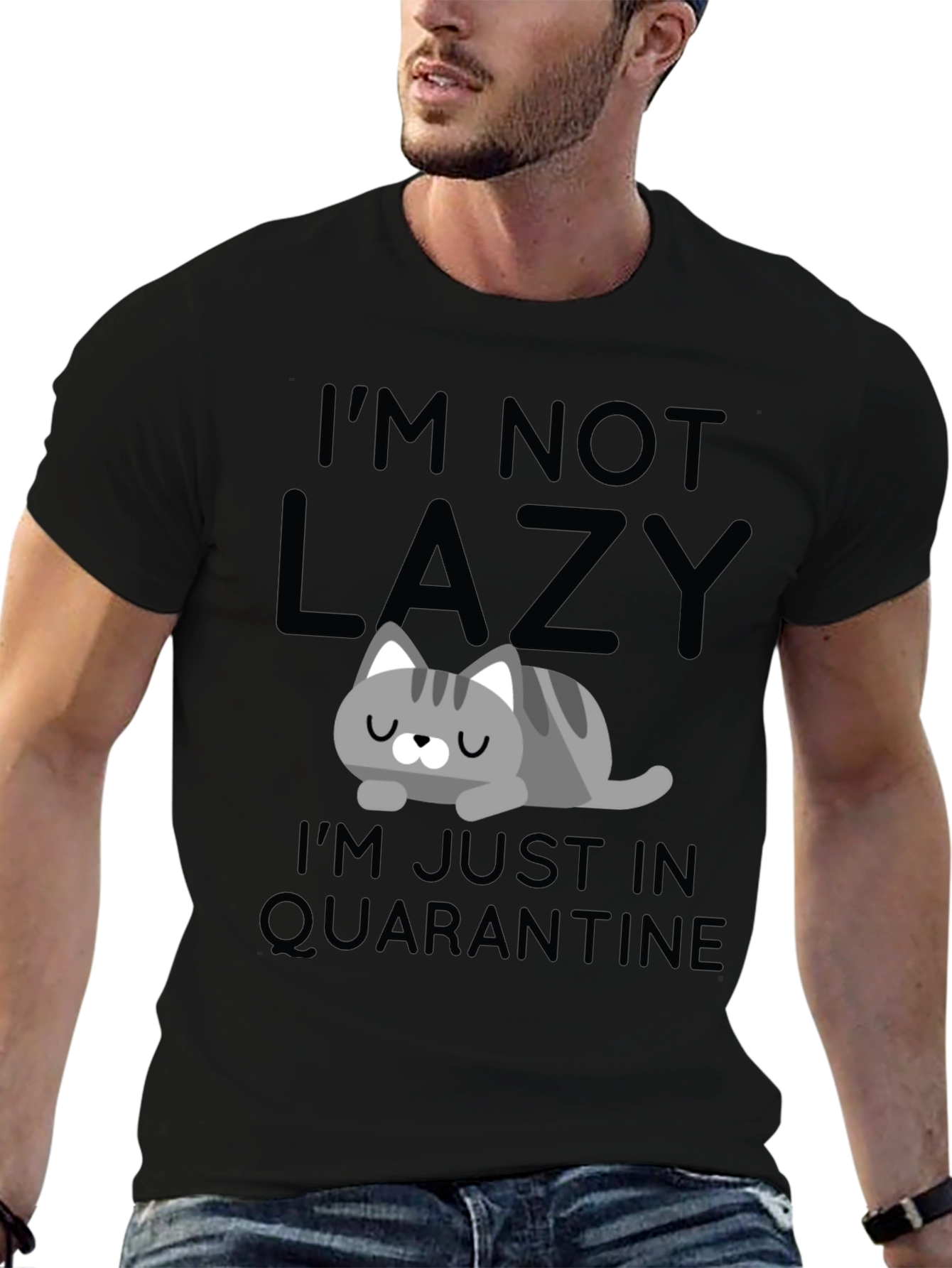 Quarantine Cat T-Shirt - Im Not Lazy Graphic Tee