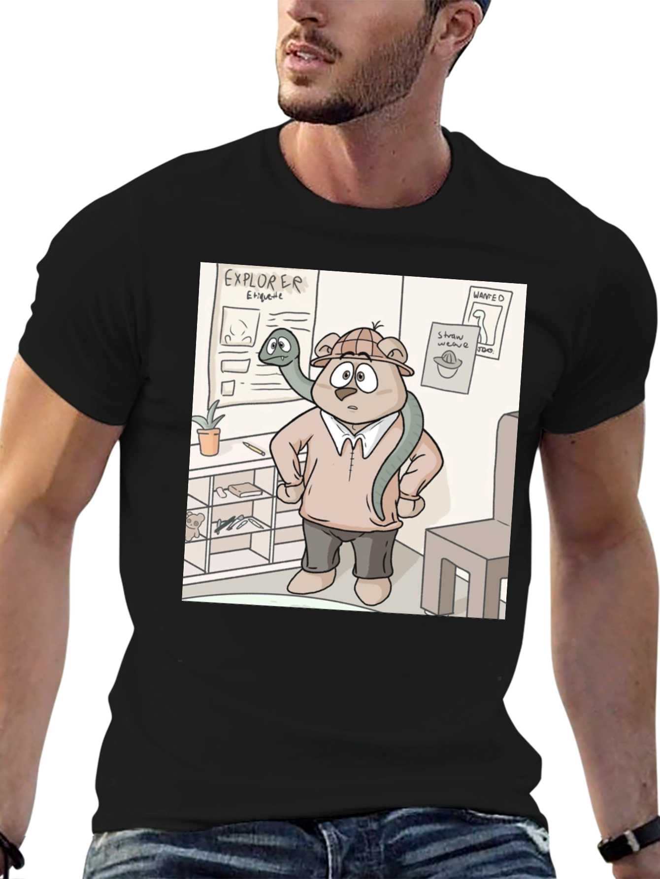 Cartoon Bear Explorer T-Shirt