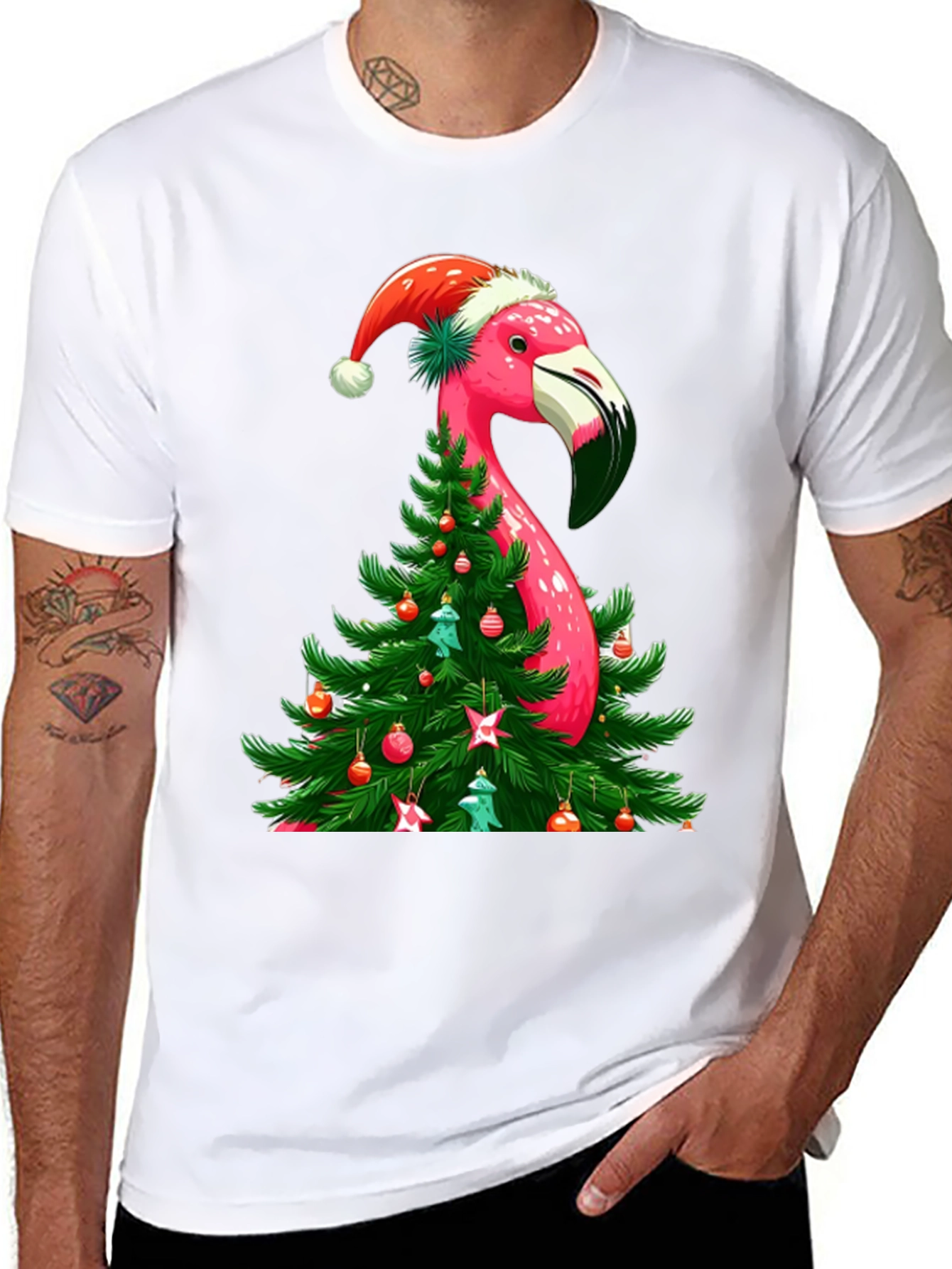 Festive Flamingo Christmas T-Shirt