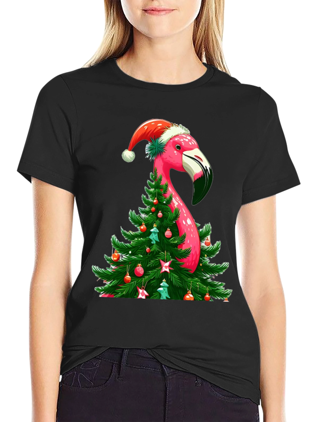 Festive Flamingo Christmas T-Shirt