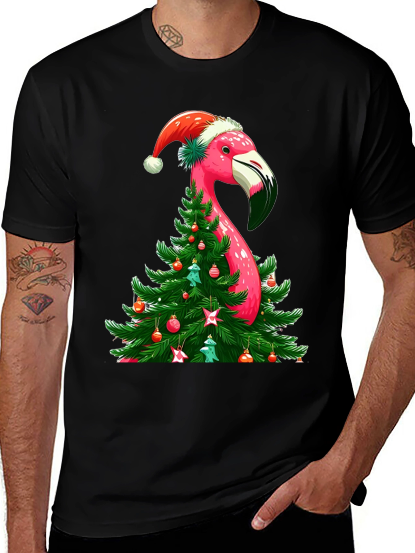 Festive Flamingo Christmas T-Shirt