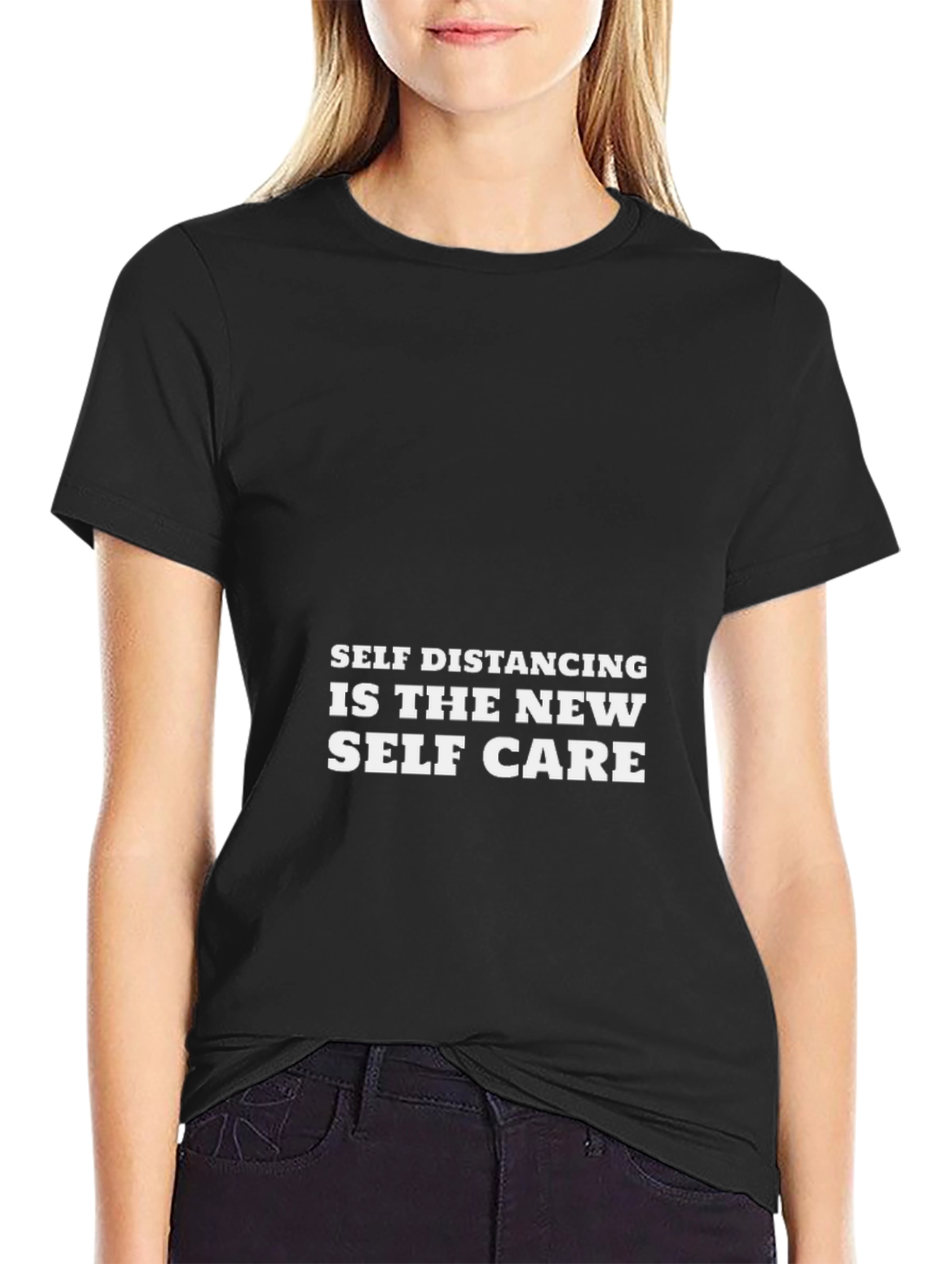 Self Distancing is The New Self Care Black T-Shirt