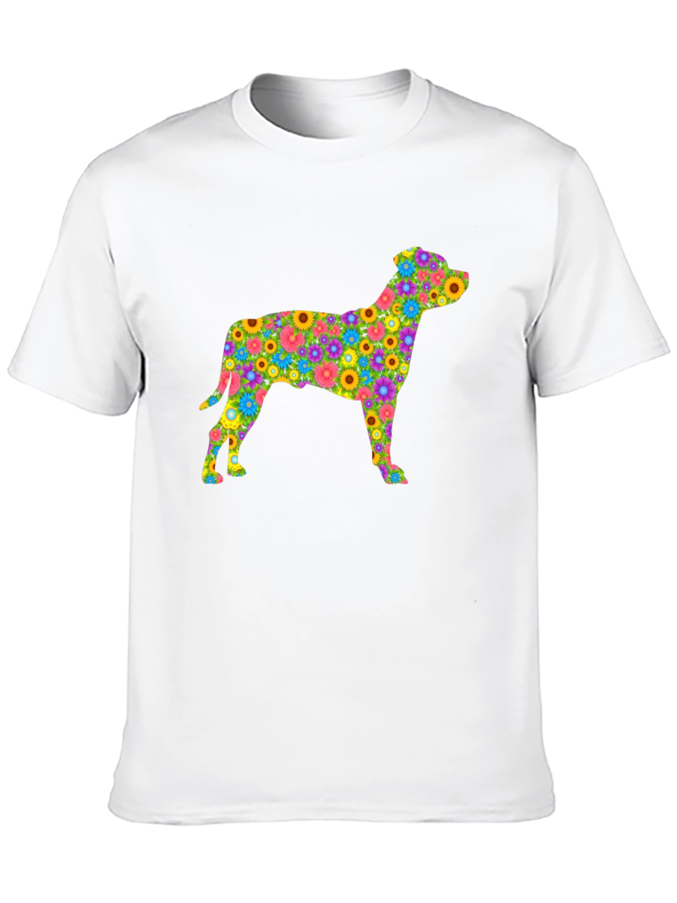 Floral Dog Silhouette T-Shirt - Black