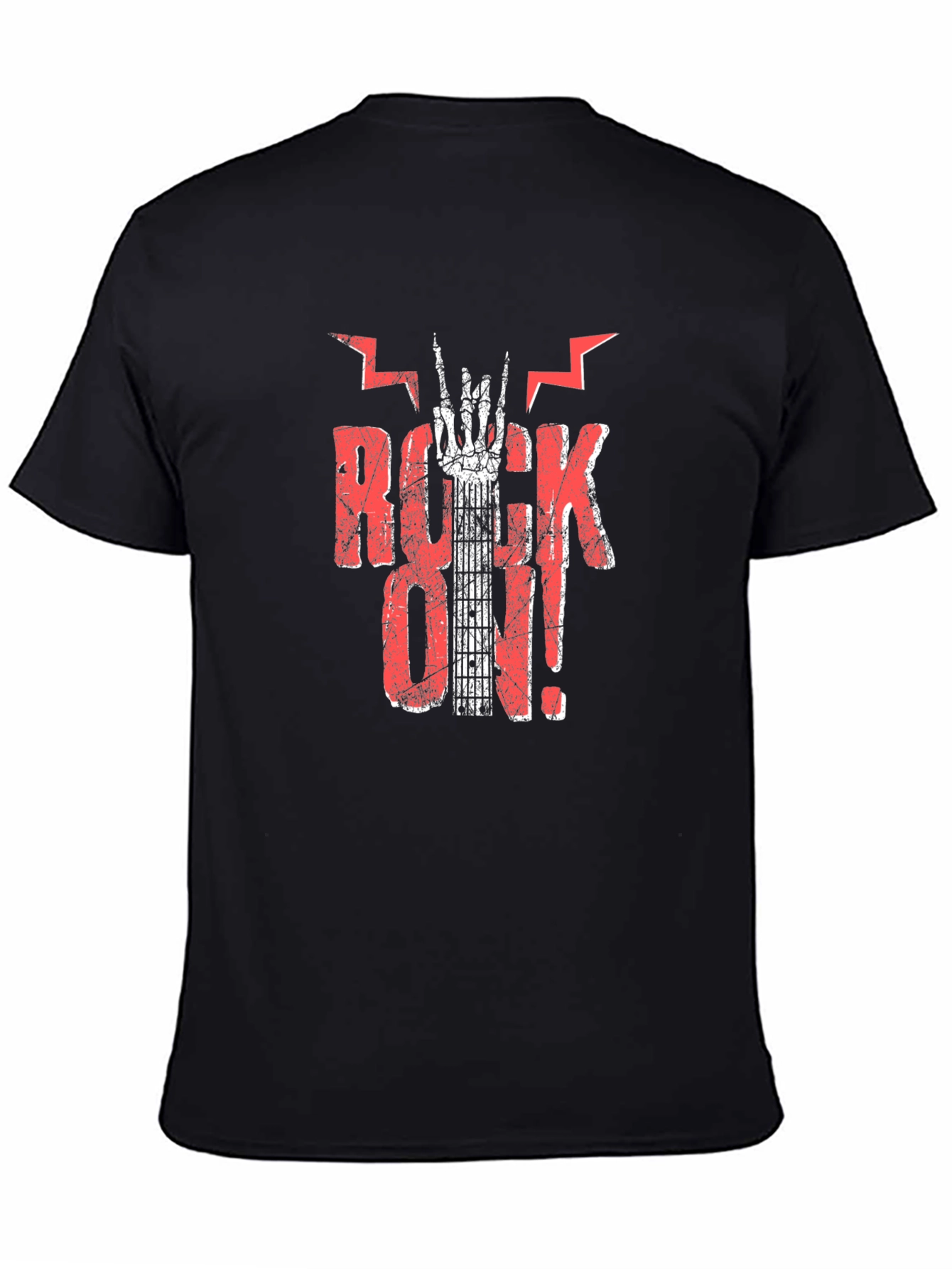 Rock On Graphic Print Black T-Shirt