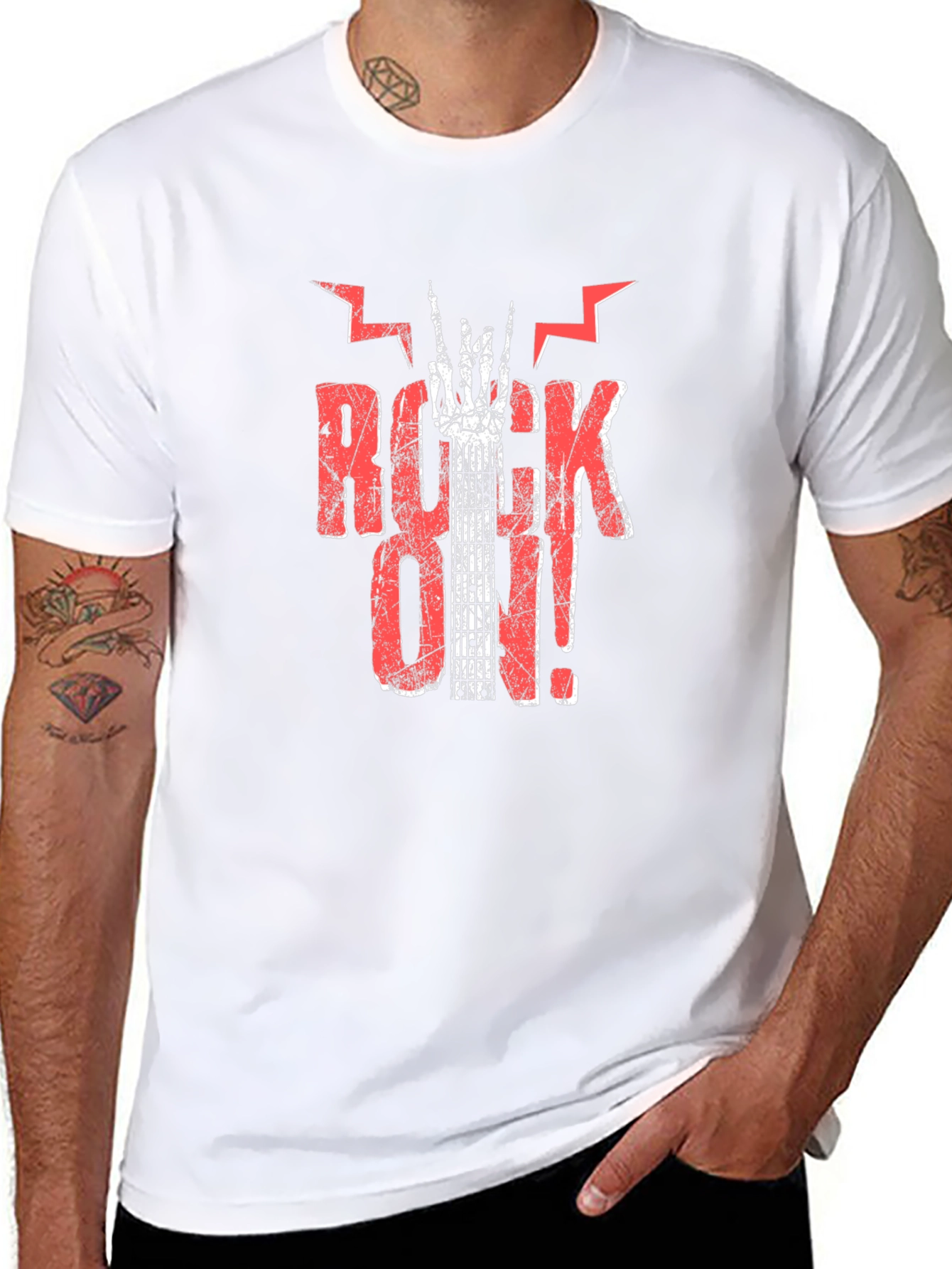 Rock On Graphic Print Black T-Shirt