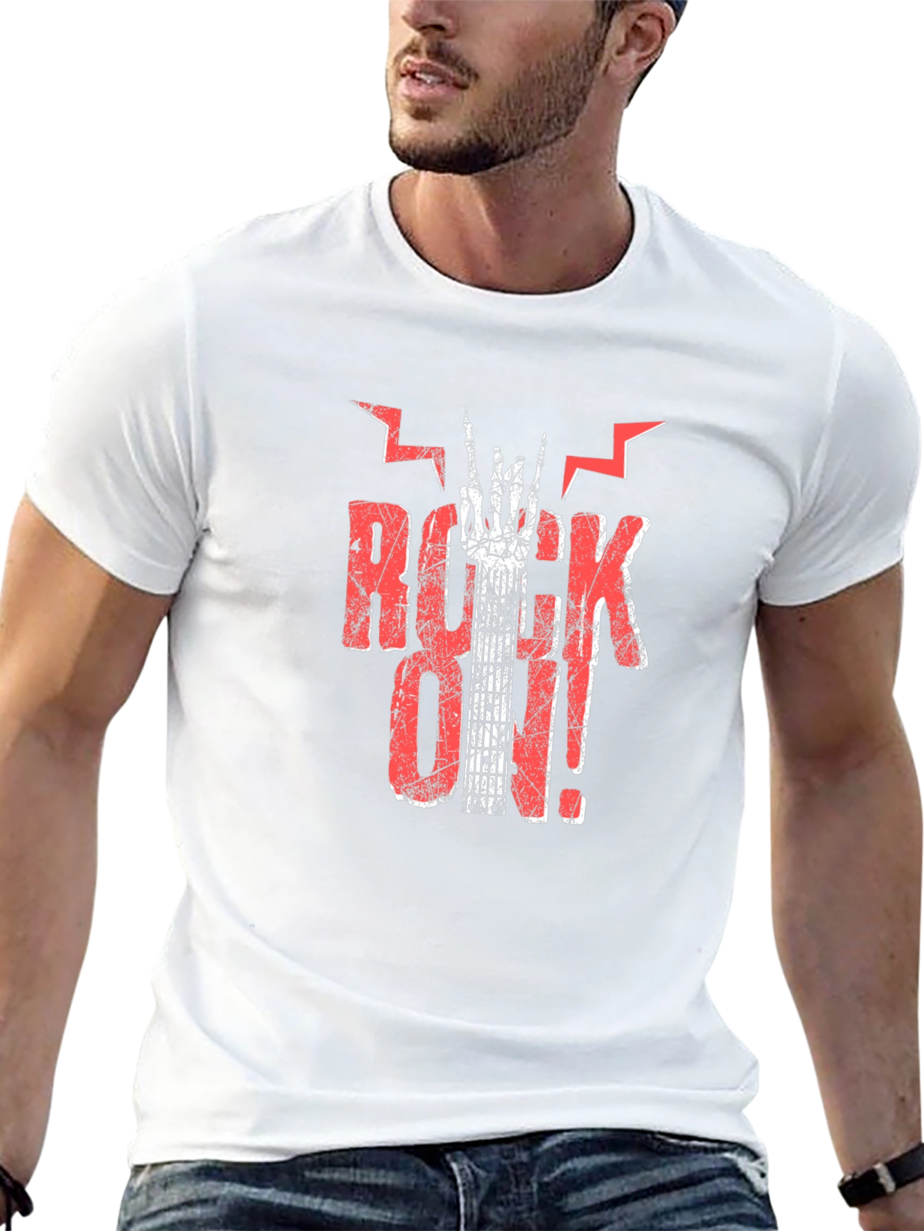 Rock On Graphic Print Black T-Shirt