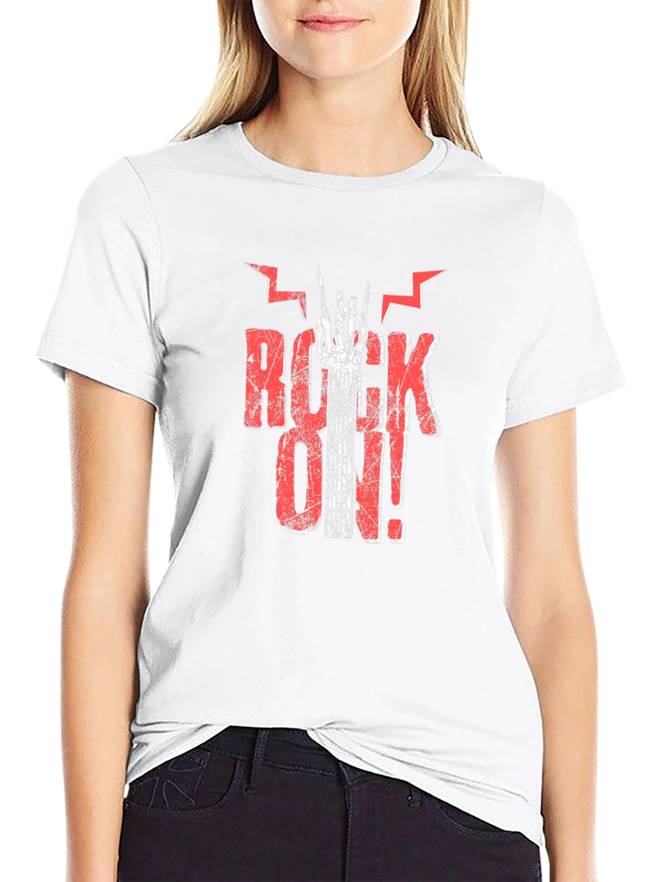Rock On Graphic Print Black T-Shirt