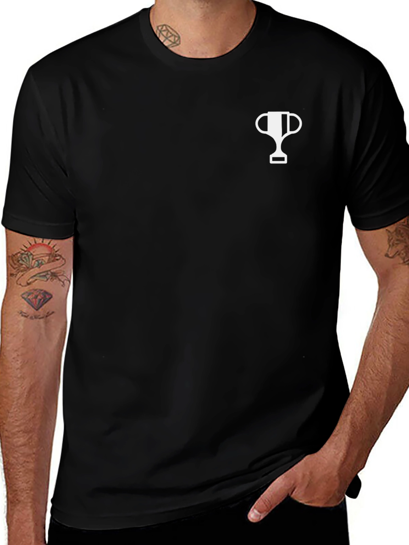 Mens Black T-Shirt with Trophy Graphic