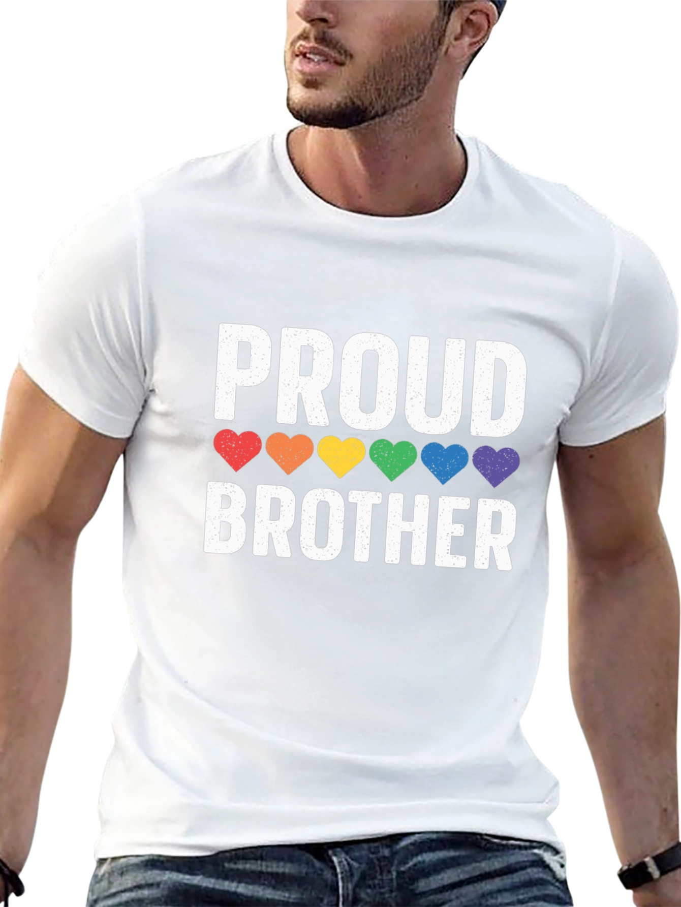 Proud Brother LGBTQ Pride Rainbow Heart T-Shirt