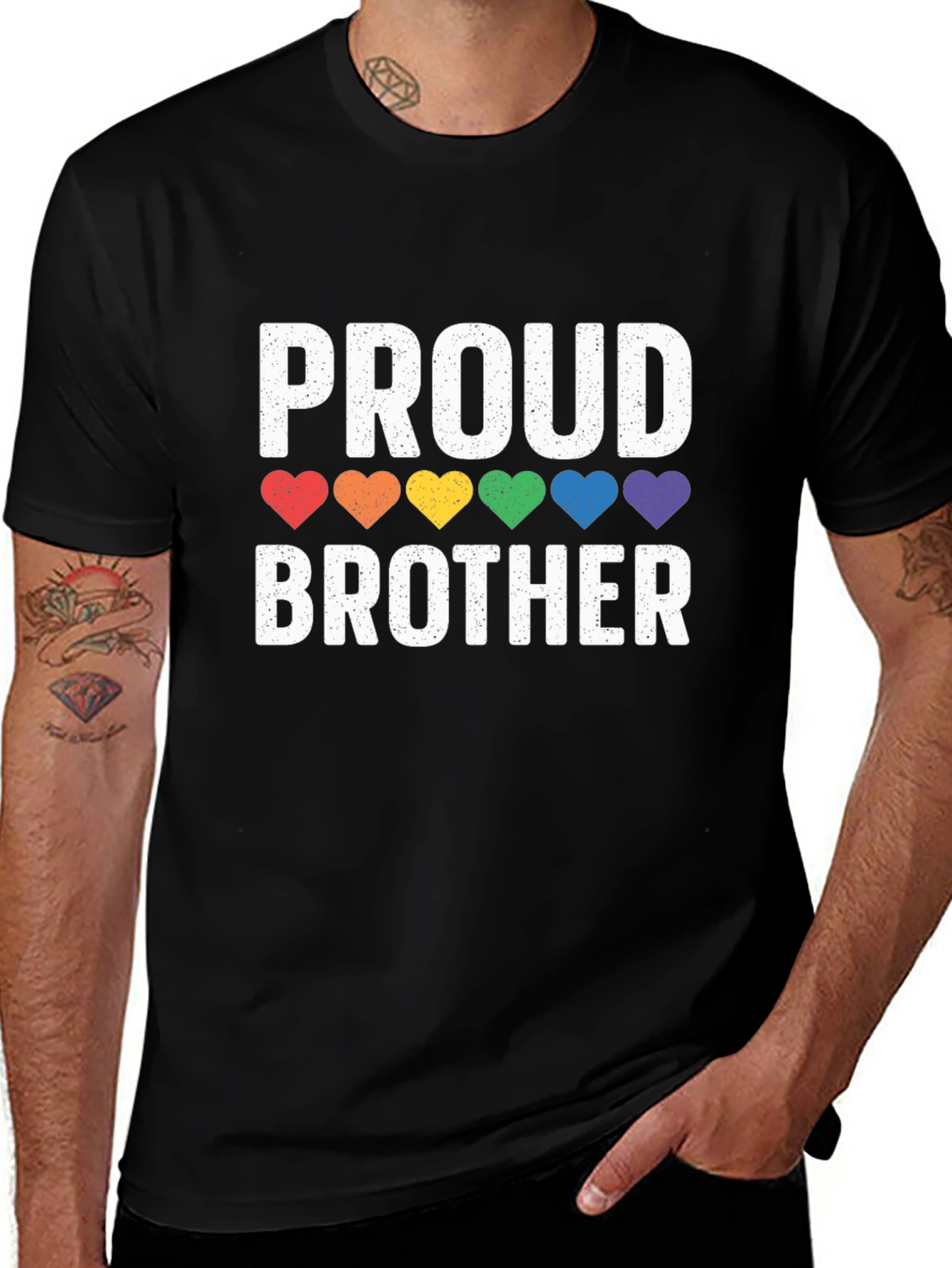 Proud Brother LGBTQ Pride Rainbow Heart T-Shirt